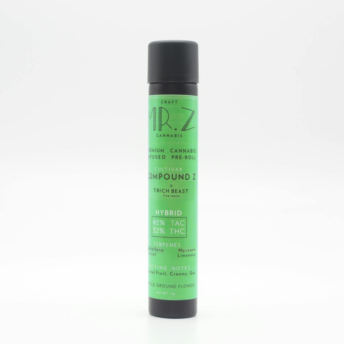 Compound Z x Trich Beast / 1g Infused Pre-Roll (Live Rosin) at True 802 Cannabis