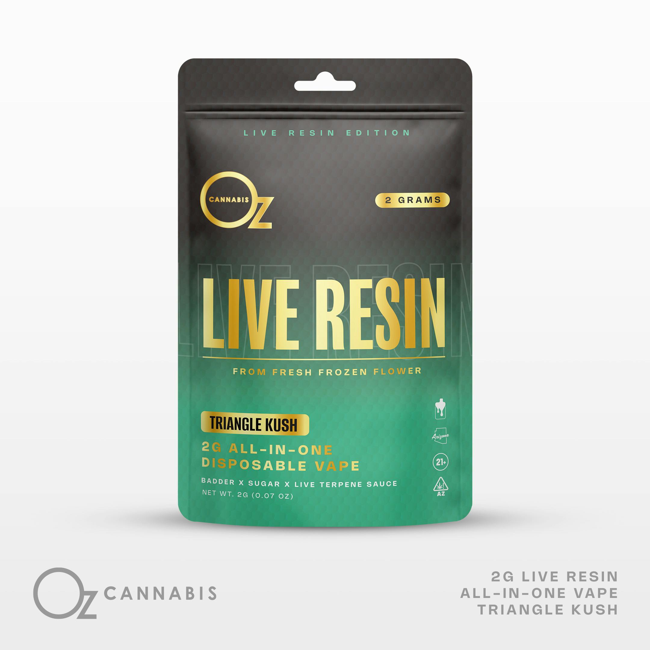 OZ Cannabis Live Resin Vape 2g Triangle Kush