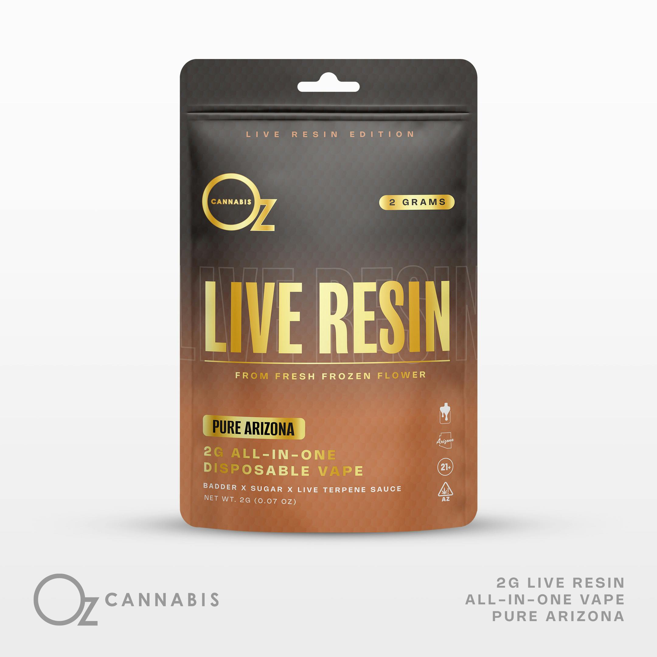 OZ Cannabis Live Resin Vape 2g Pure Arizona