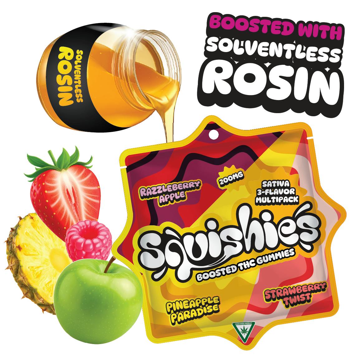 Squishies - Sativa 3-Flavor Multipack Rosin Gummies 200mg