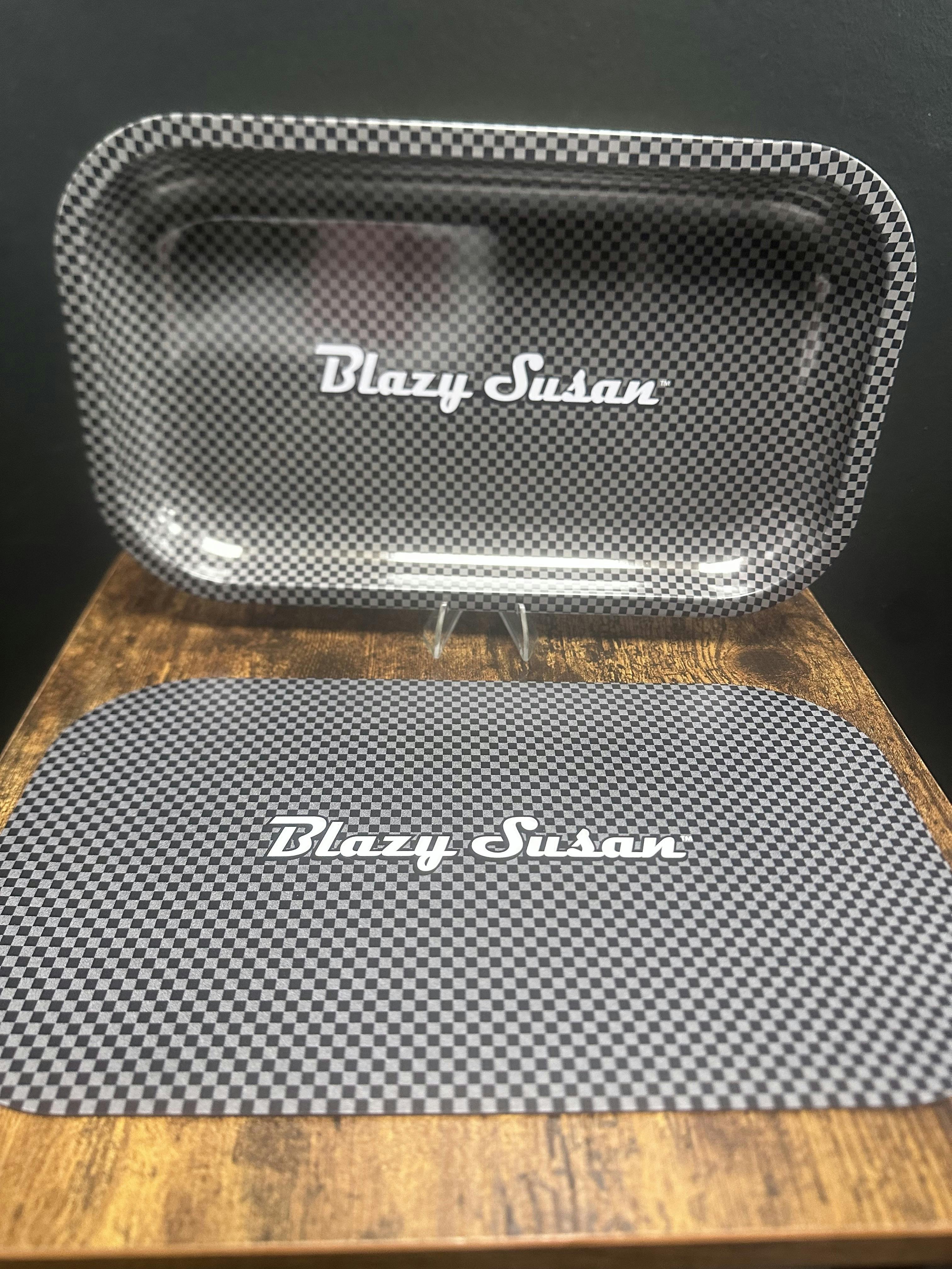 Blazy Susan Rolling Tray w/Lid | Carbon Fiber Black