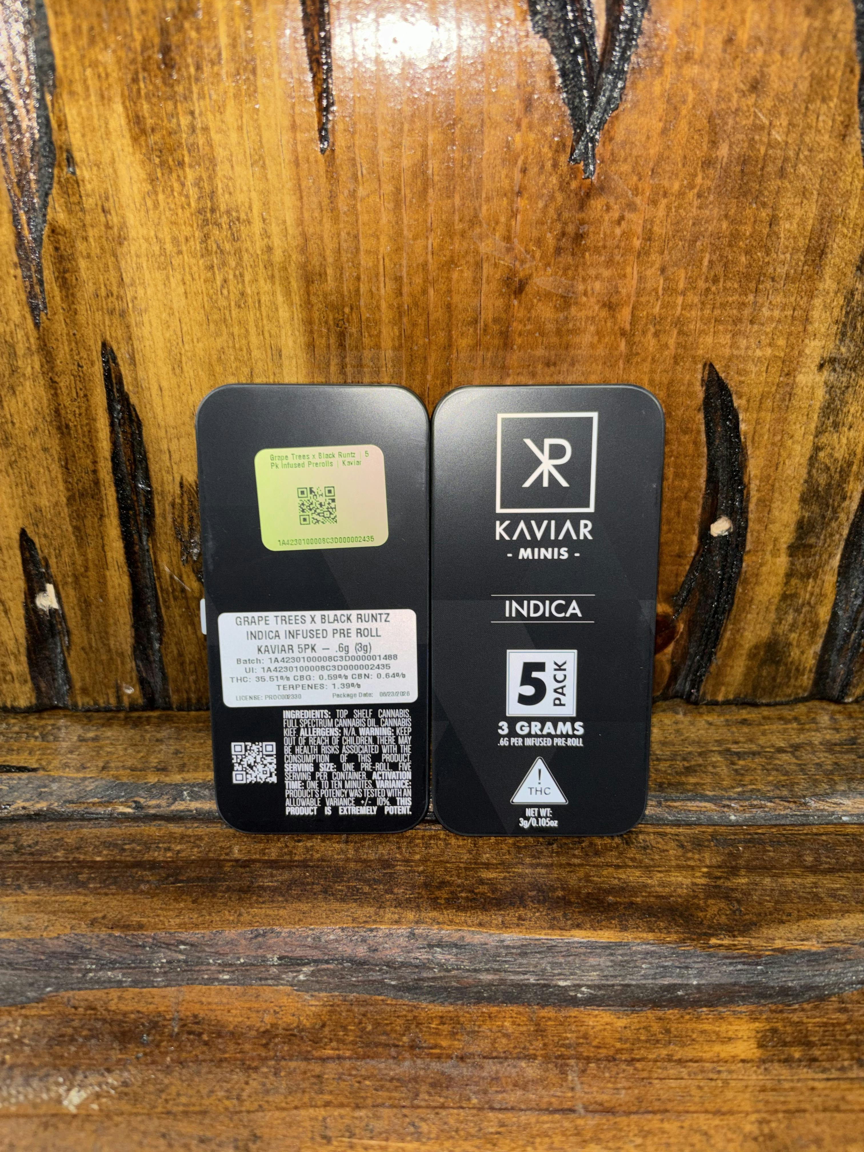 Grape Trees x Black Runtz | 5 x .6g Infused Prerolls | Kaviar