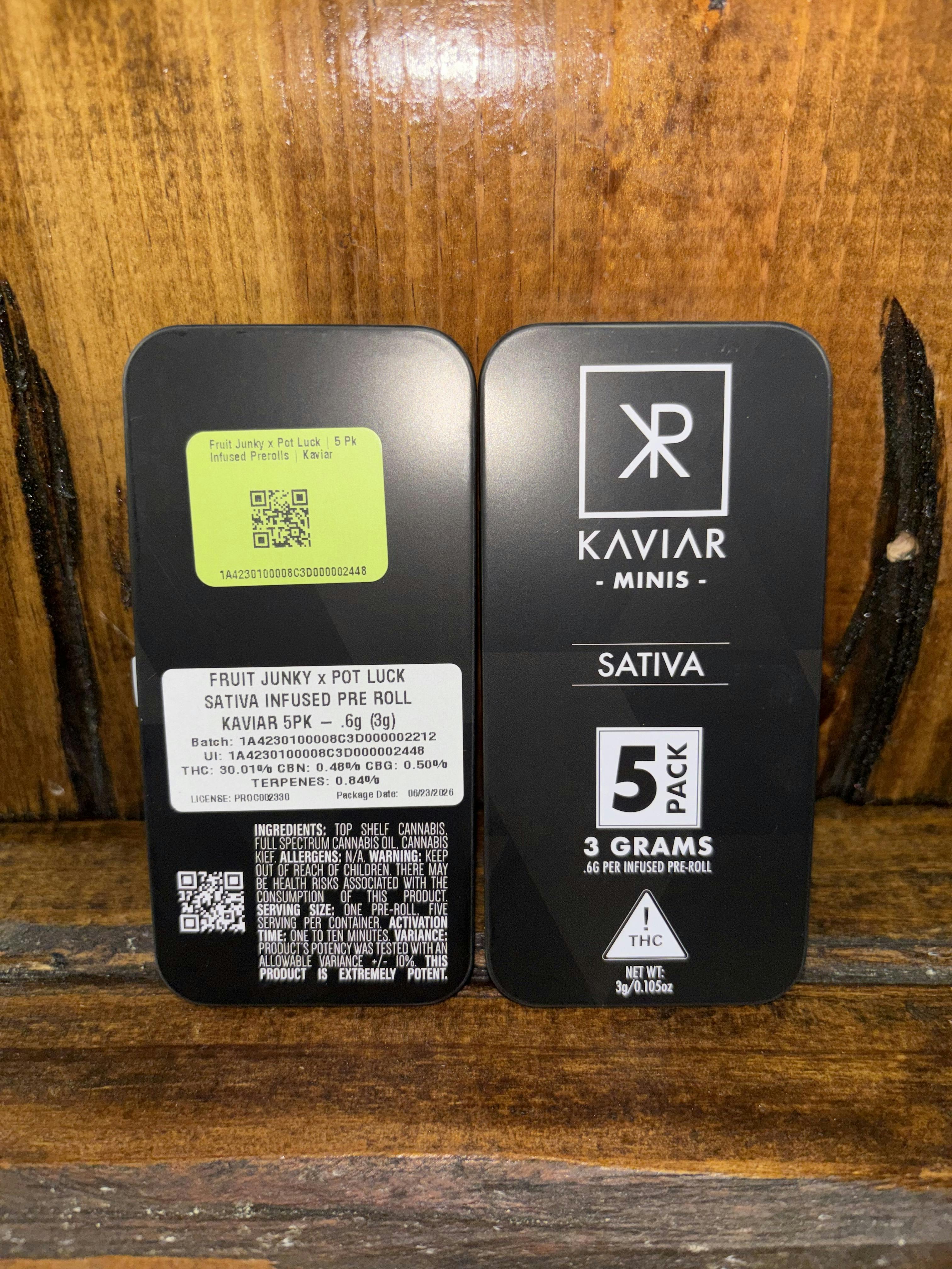 Fruit Junky x Pot Luck | 5 x .6g Infused Prerolls | KAVIAR