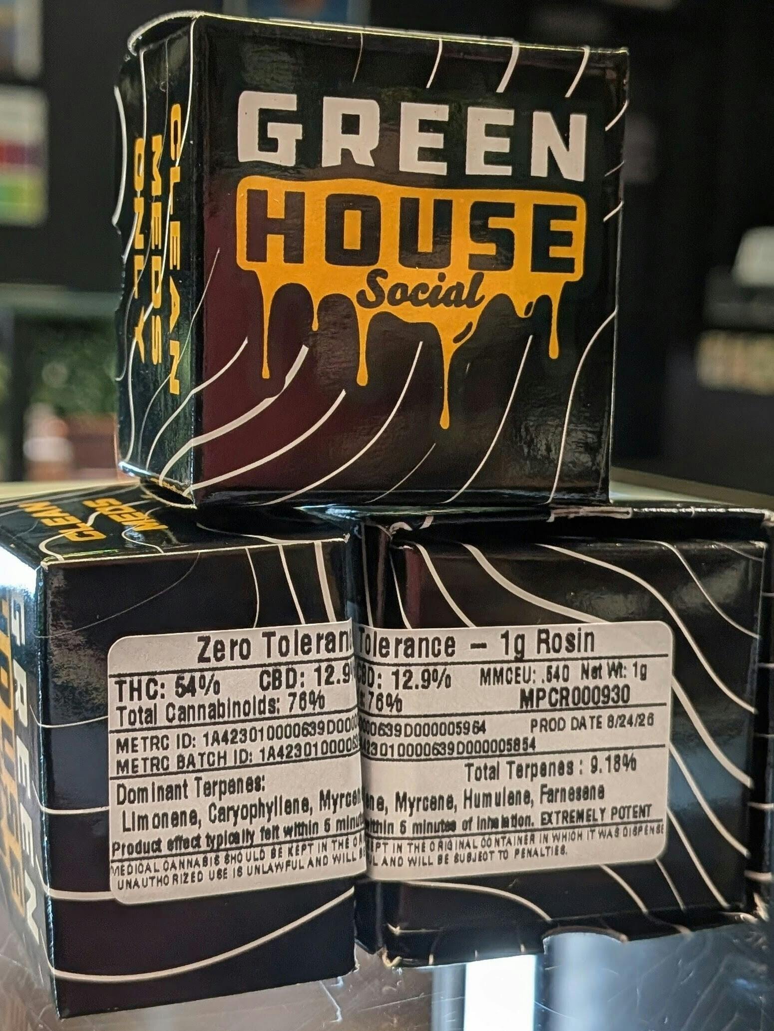 Zero Tolerance | 1g Live Rosin | Green House Social