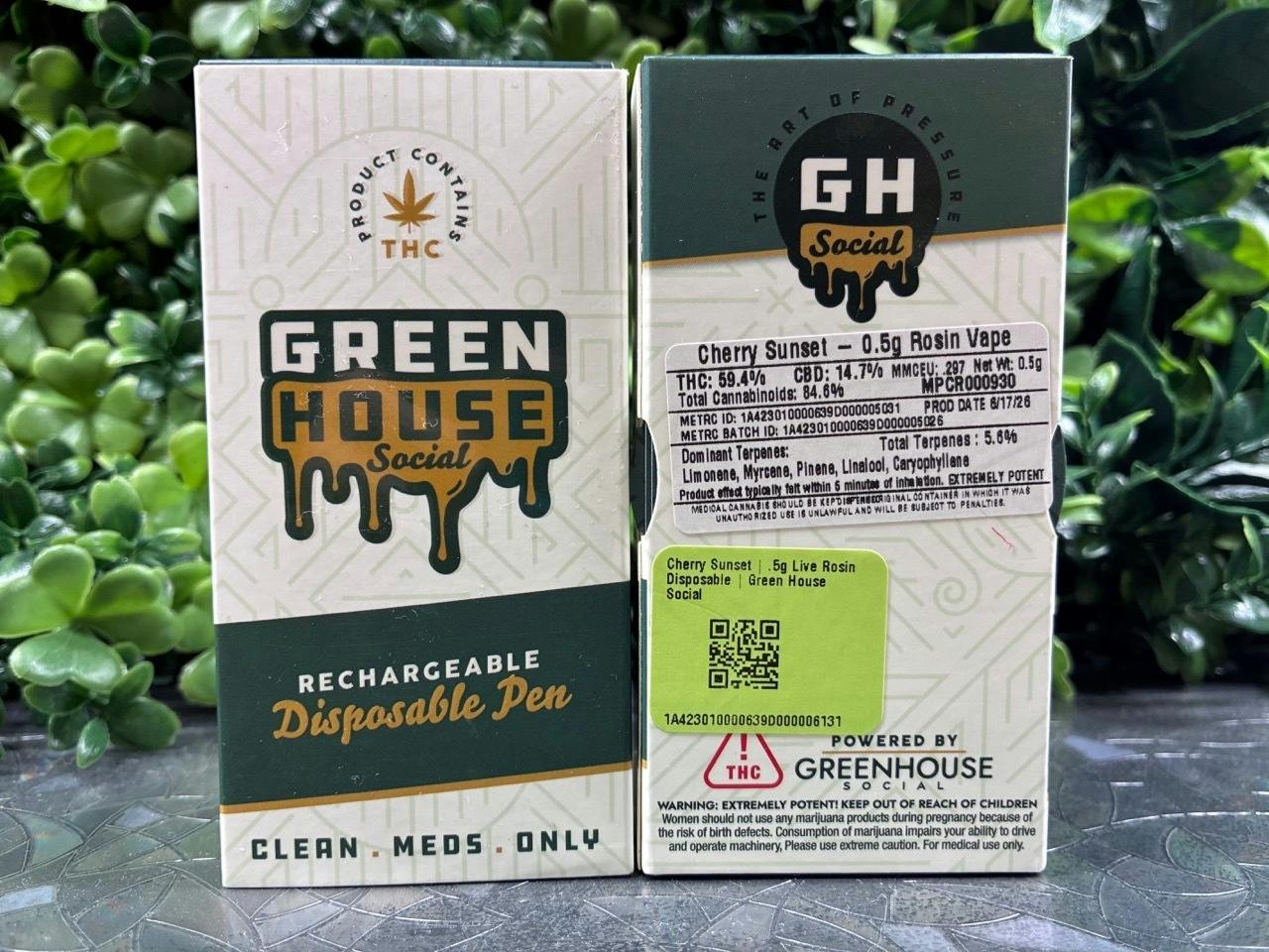 Cherry Sunset | .5g Live Rosin Disposable | Green House Social