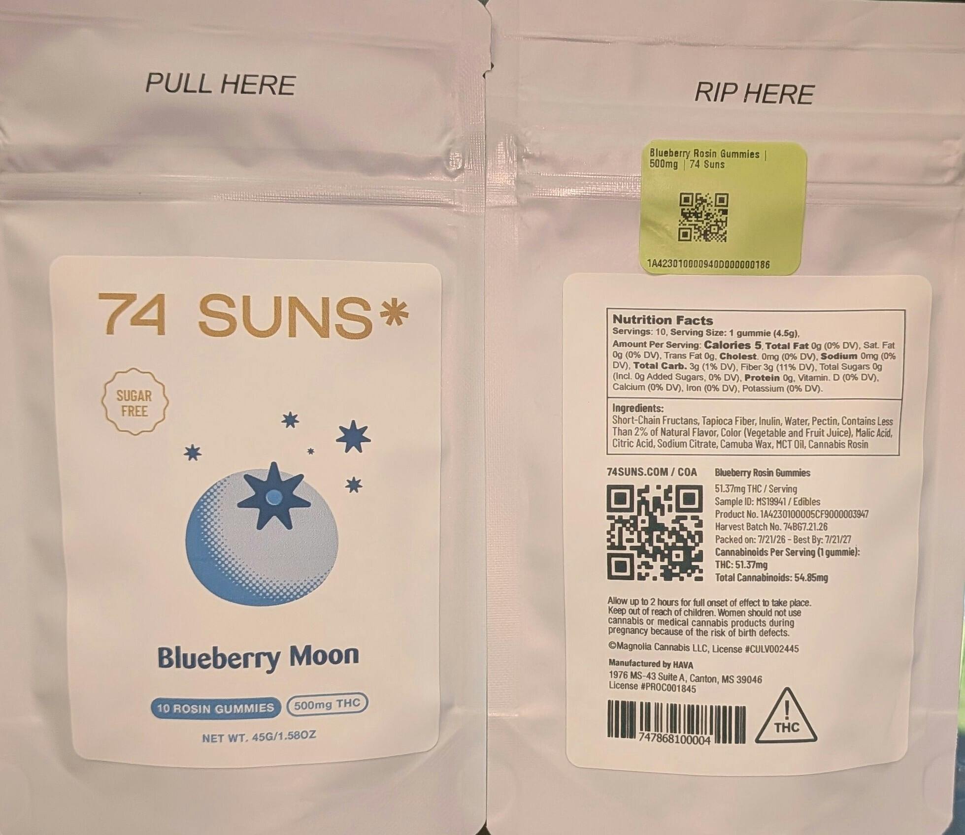 Blueberry Rosin Gummies | 500mg | 74 Suns