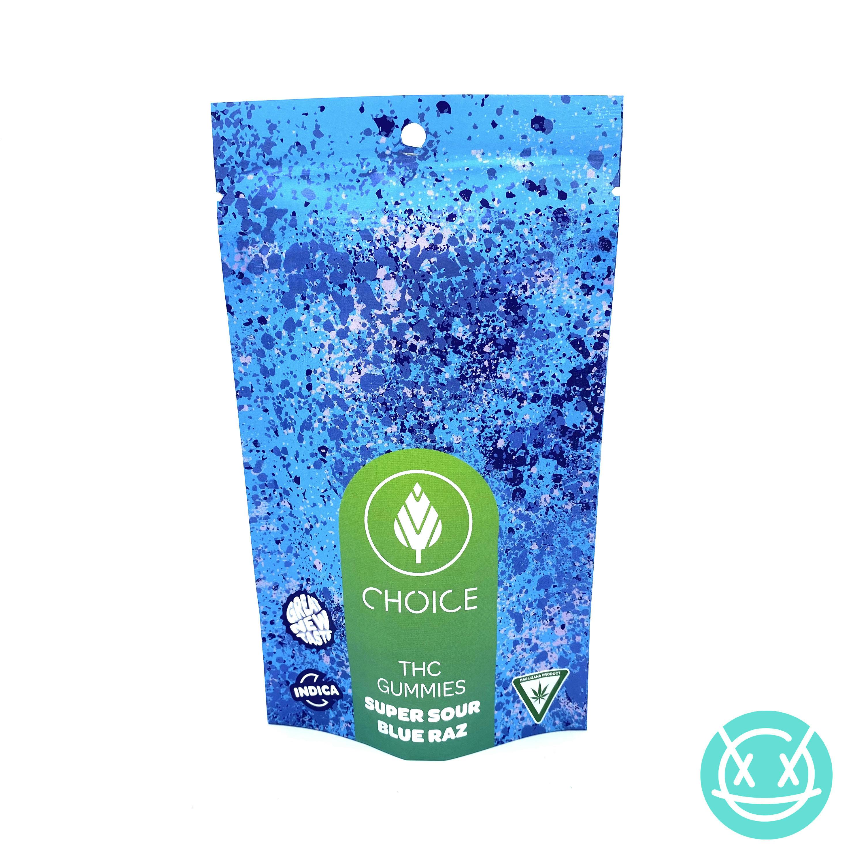 Choice Chews 200mg Indica Gummies - Super Sour Blue Razz