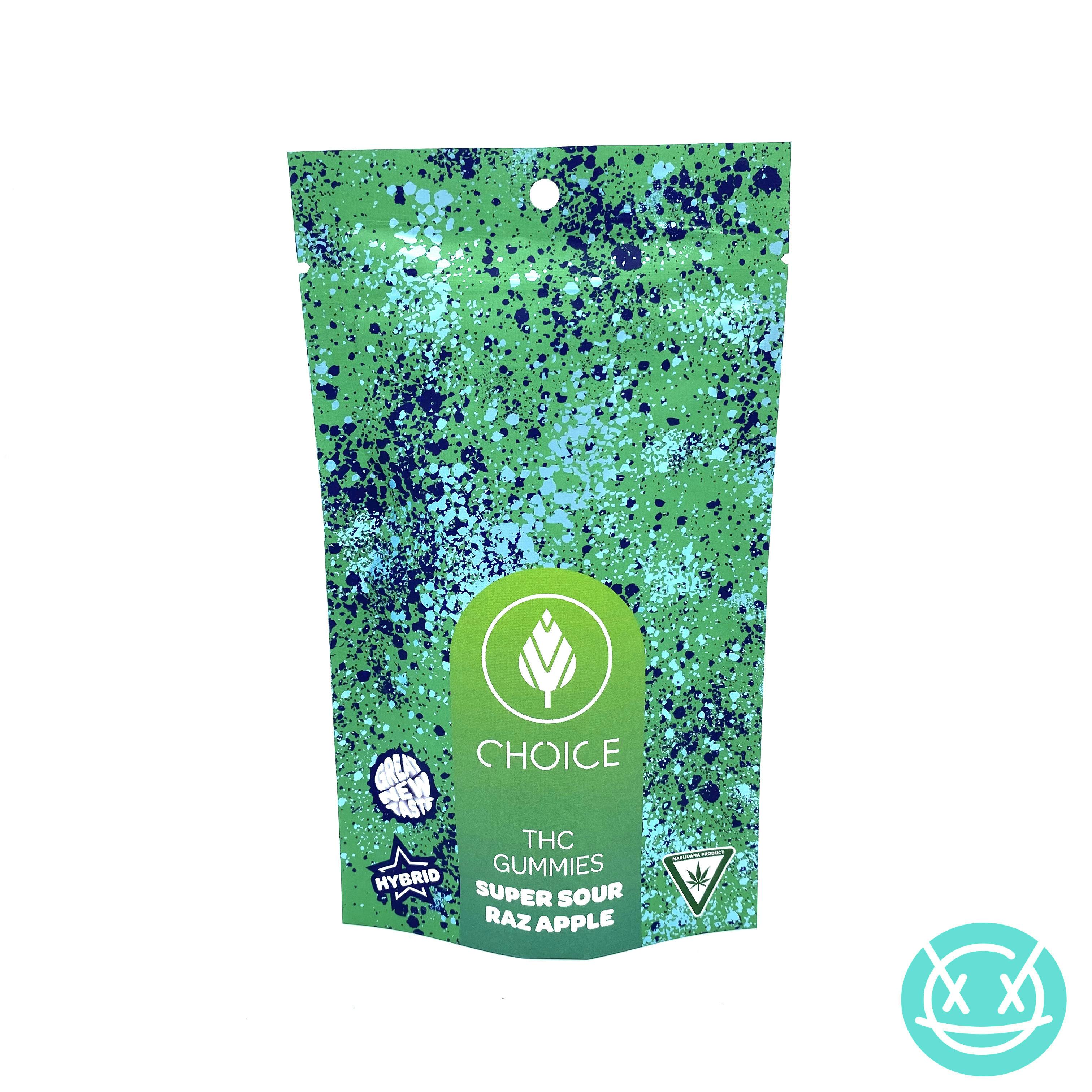 Choice Chews 200mg Hybrid Gummies - Super Sour Razz Apple