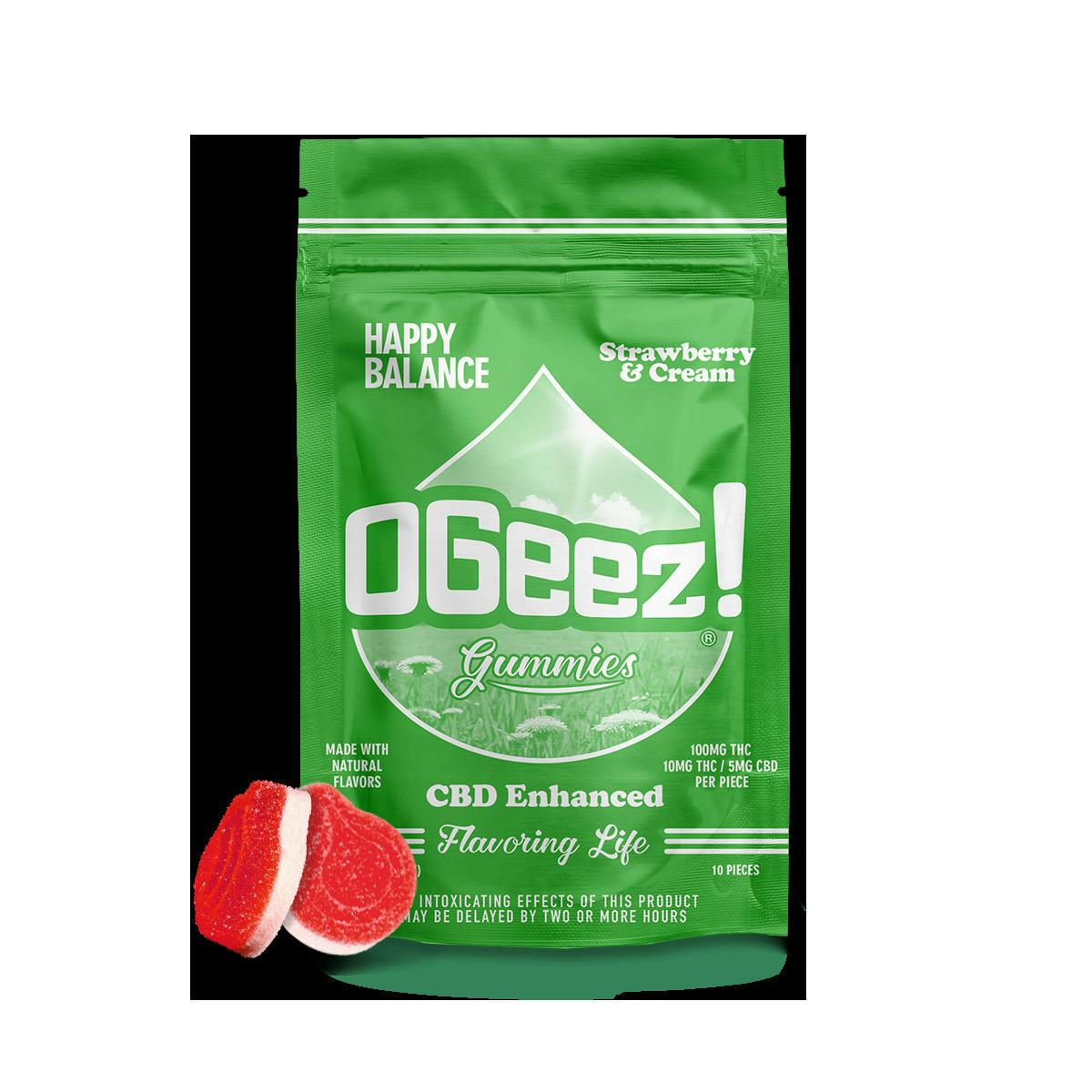 OGeez! | Happy Balance Strawberries and Cream | 1 THC: 1 CBD