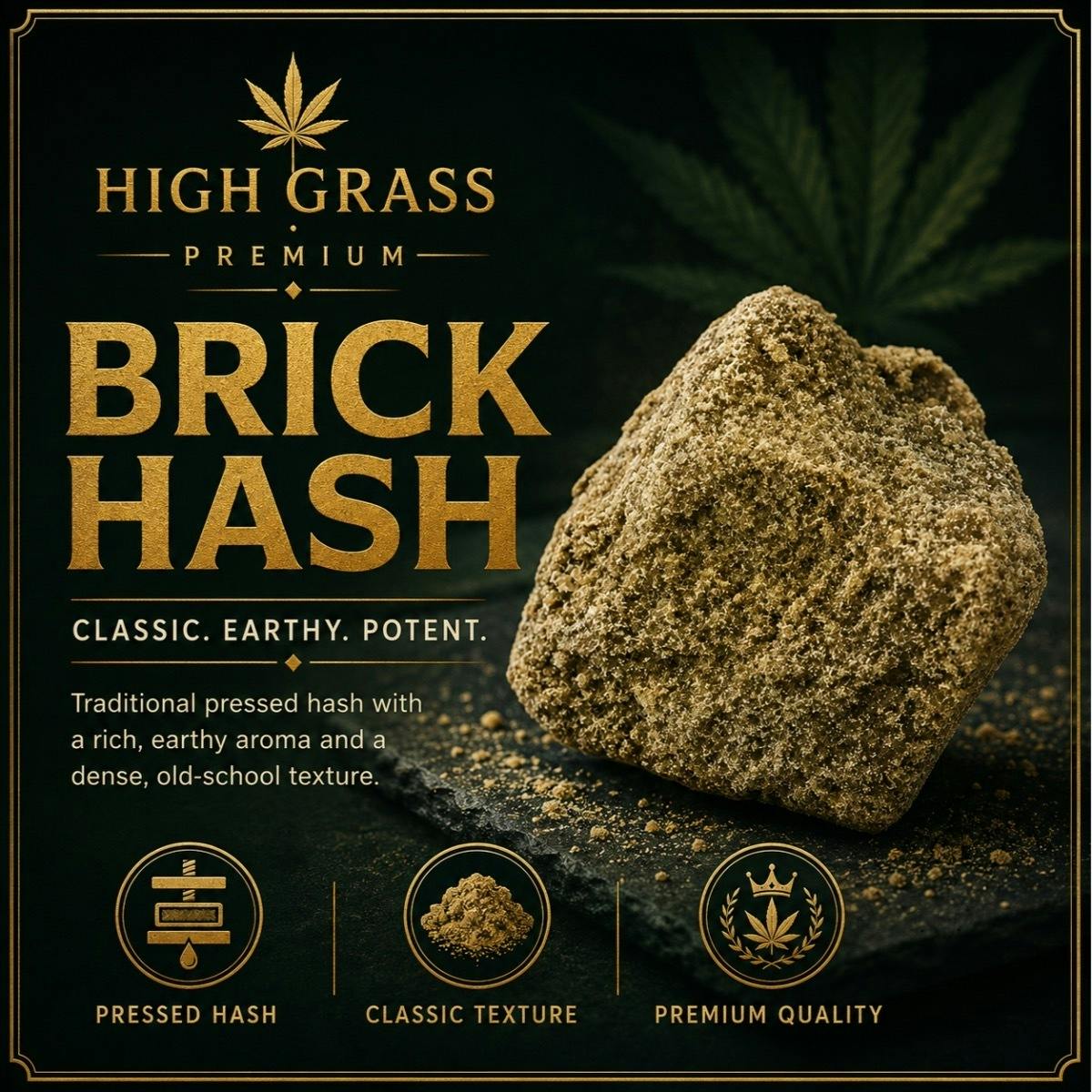 High Grass Premium | Apple Fritter | 1g Brick Hash at Treeotics