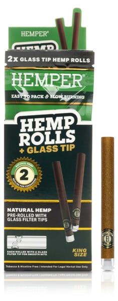 Natural 2pk Hemp Rolls w/ Glass Tips
