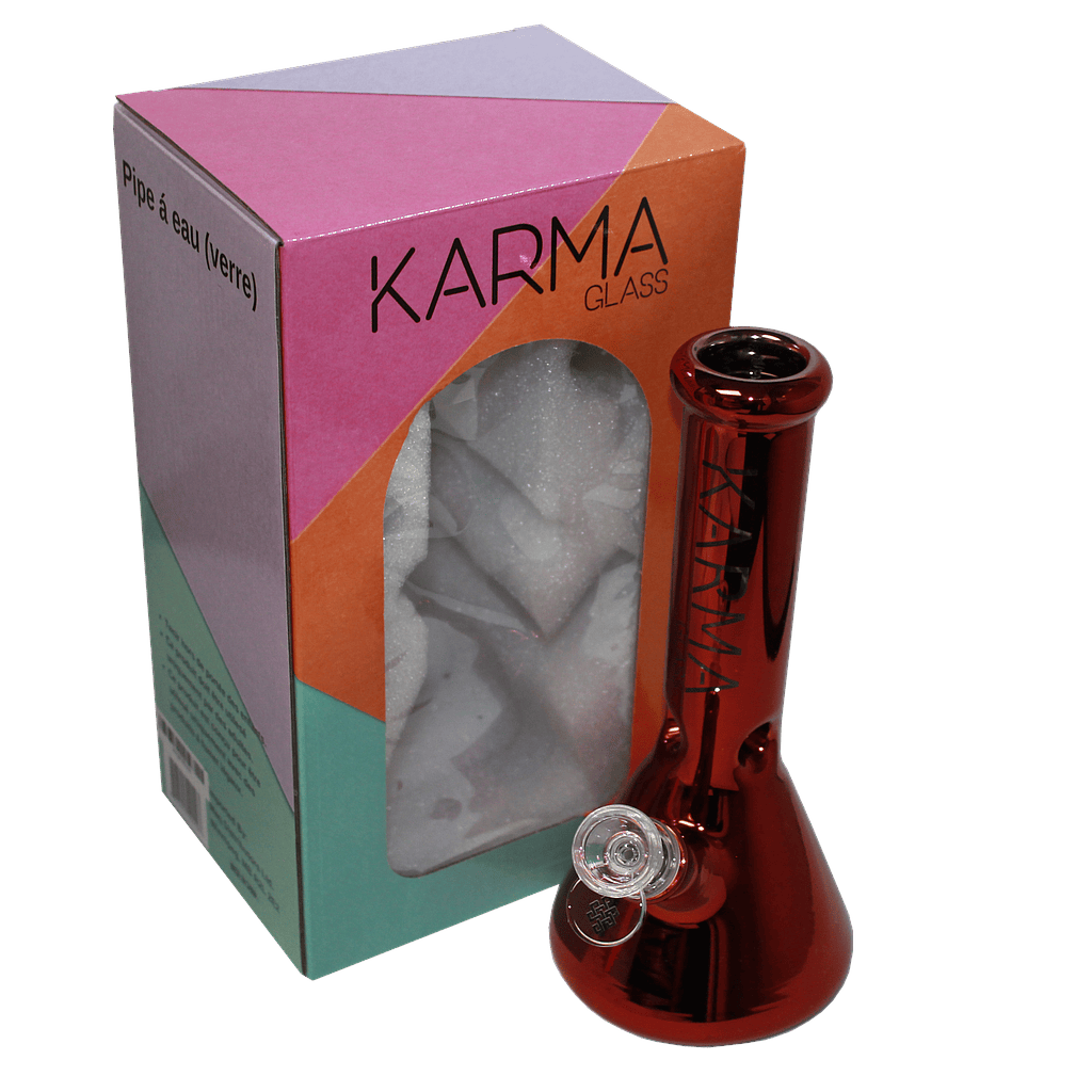 Karma Bong GLASS Beaker 9" Metallic Red