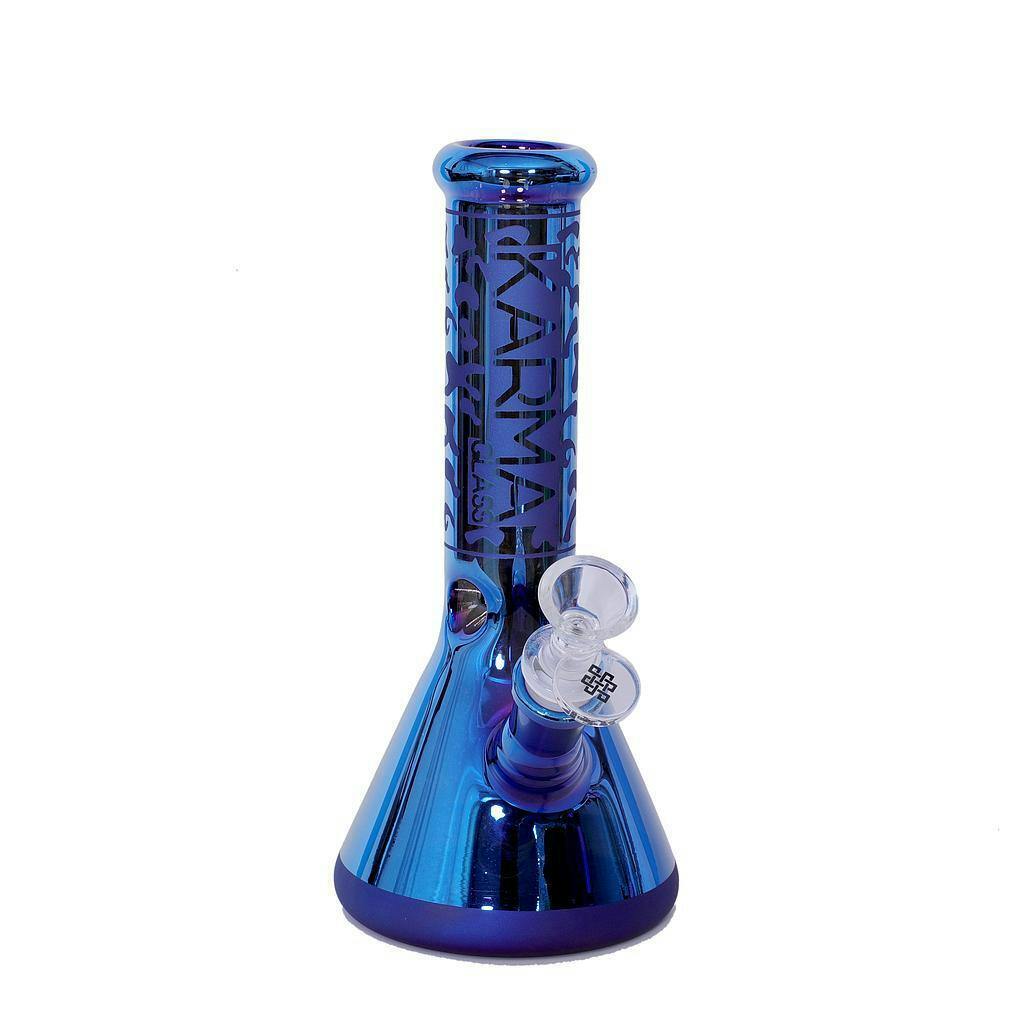 Karma Bong Beaker-9" Blue Metallic Glass