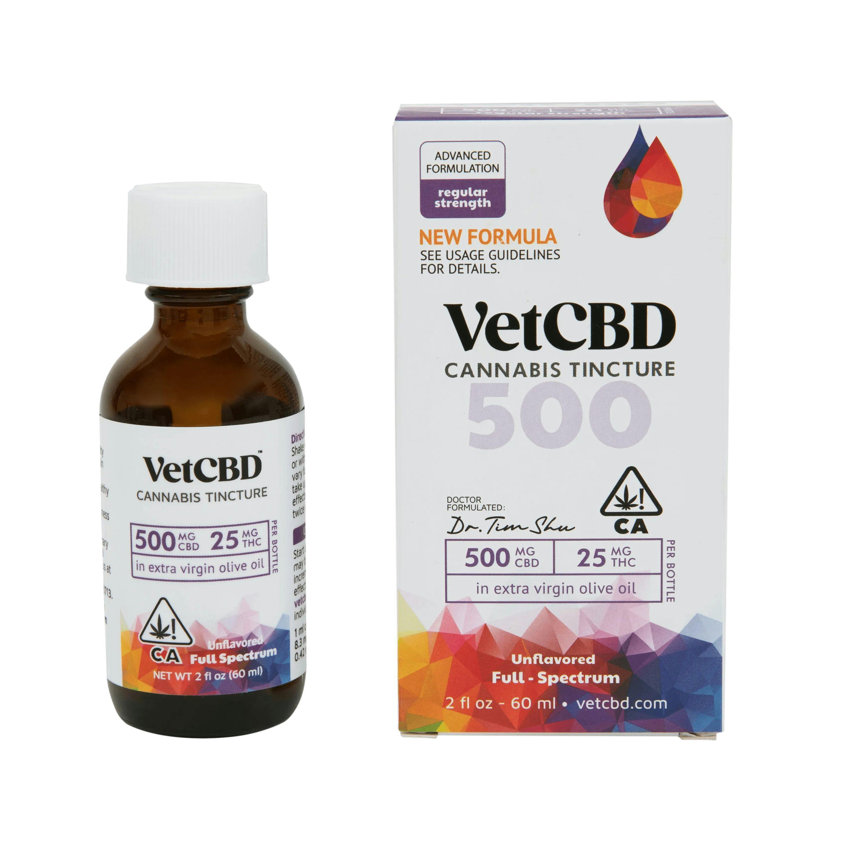 FLASH - VET CBD - REGULAR STRENGTH TINCTURE 500MG CBD 2FLOZ [25MG] 1:20 THC:CBD