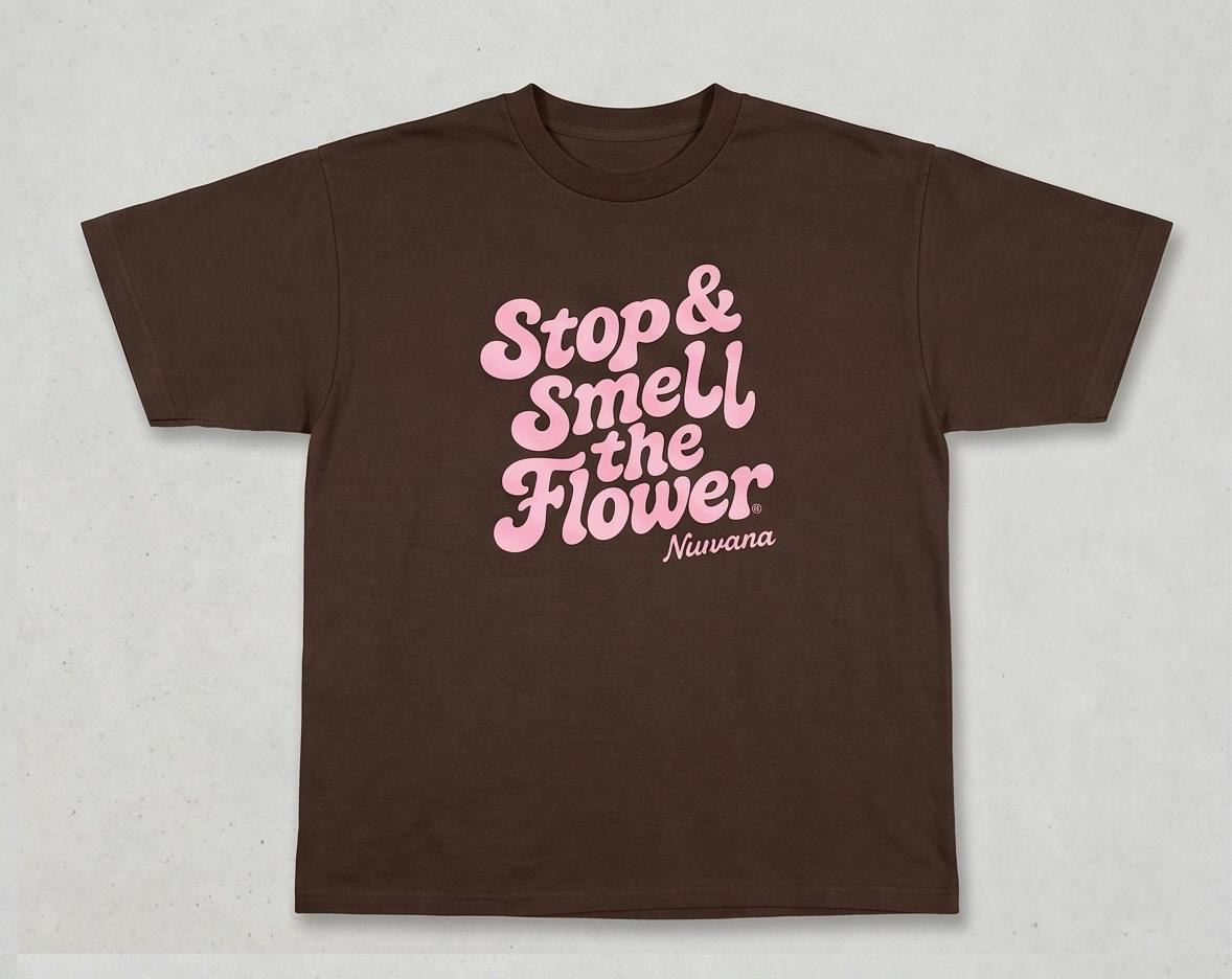 Stop & Smell The Flowers Tee | Brown and Pink | M