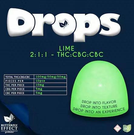Butterfly Effect | Lime Gummie Drops | 2:1:1 THC:CBG:CBC