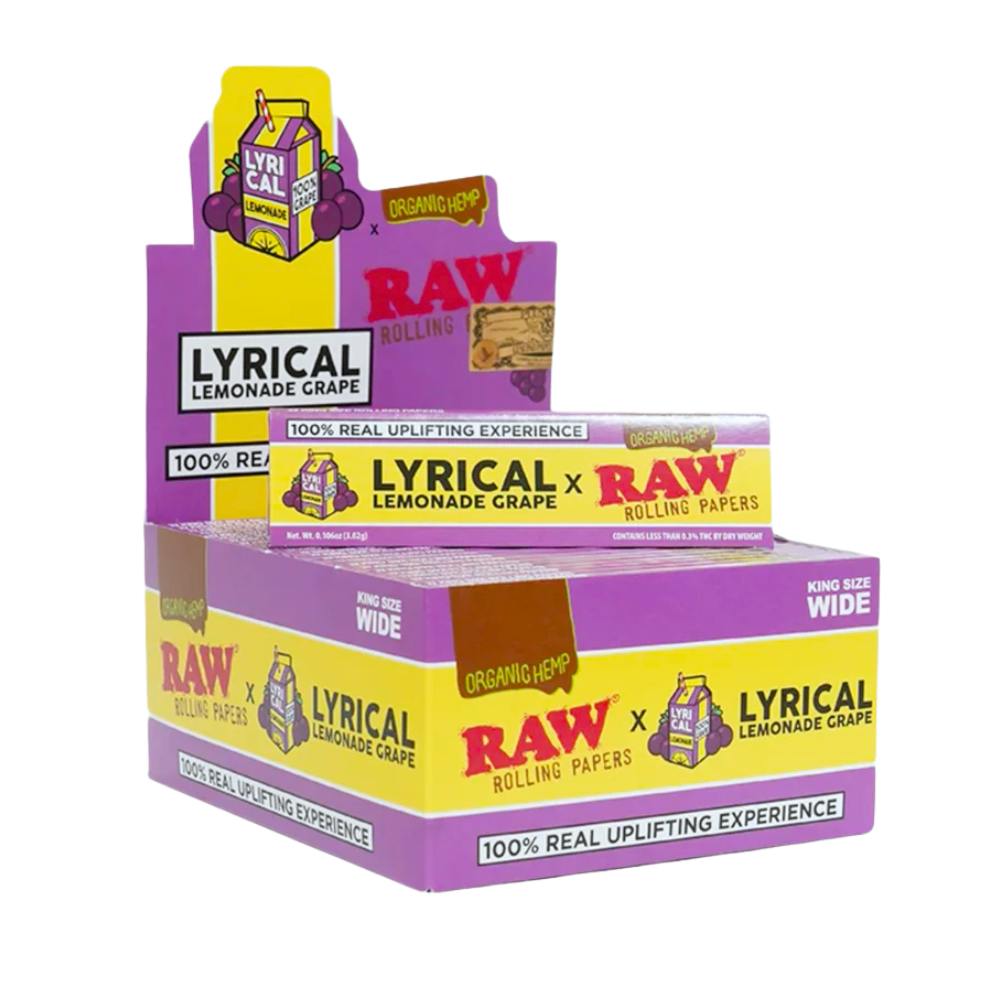 Raw X Lyrical Lemonade Organic Grape Hemp KS Wide Rolling Paper - 50ct