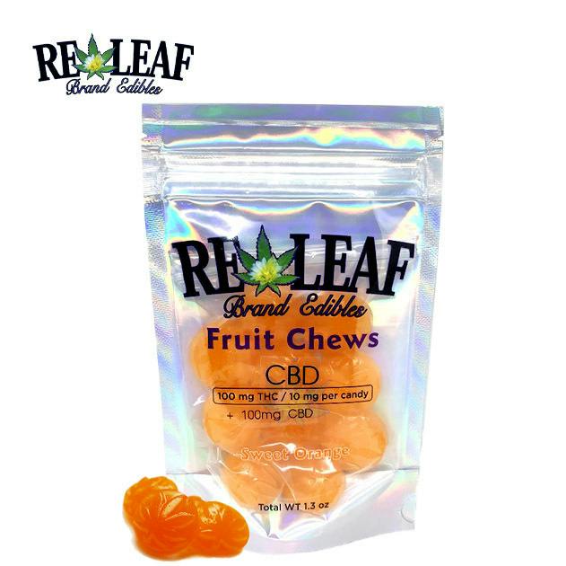 Releaf Brands Fruit Chews - 100mg | Orange 1:1 CBD/THC at Releaf 85624