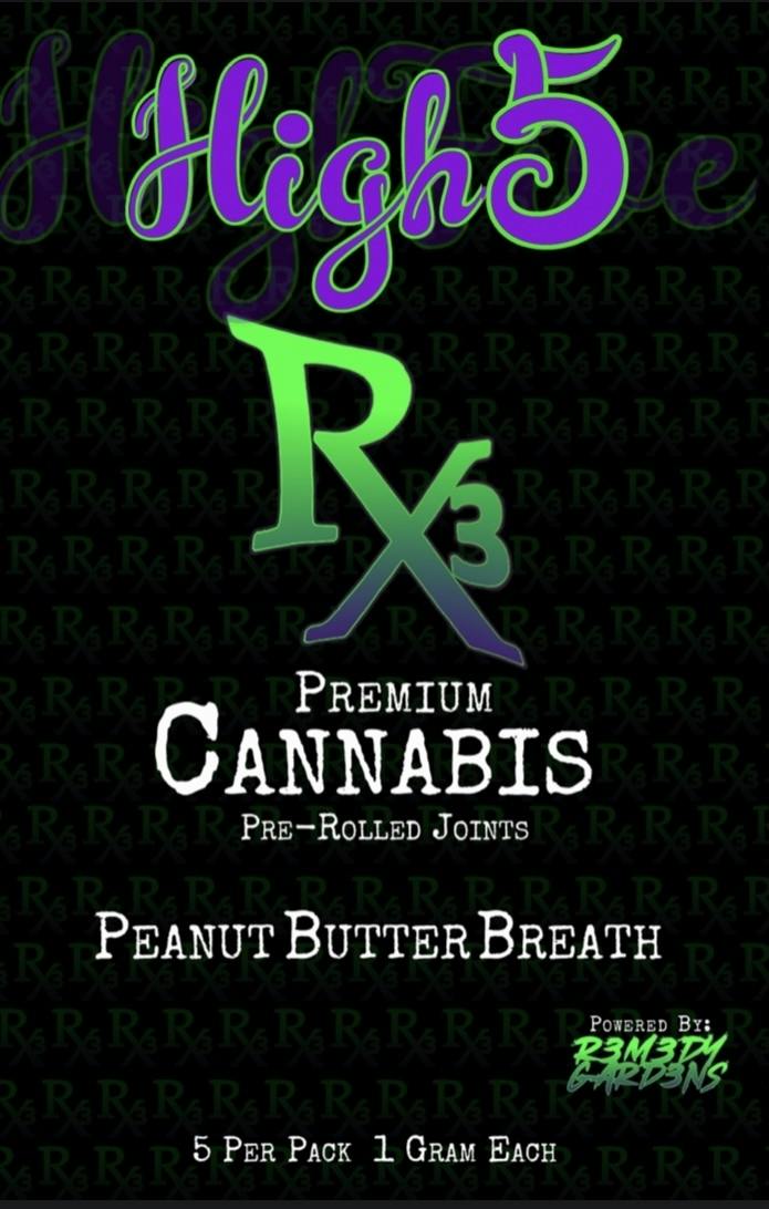 5pk 1g Full Flower Pre-roll - Peanut Butter Breath