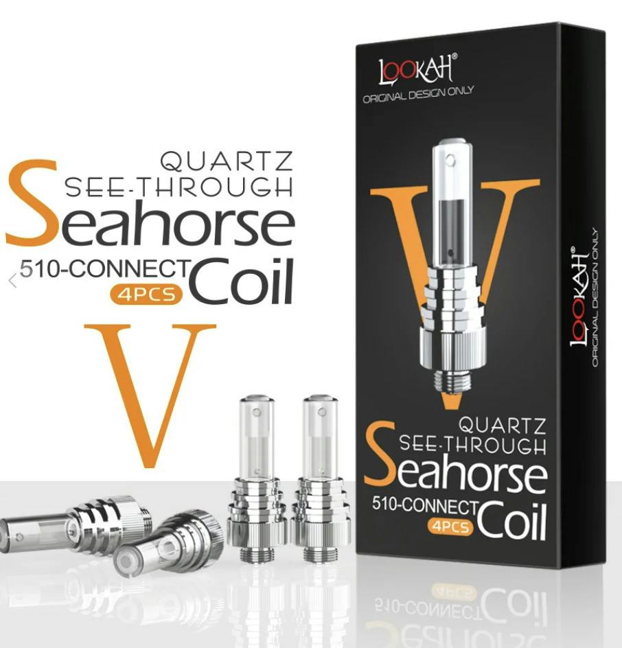 4PCS Seahorse Coil V Replacement - See-Through Quartz Tube