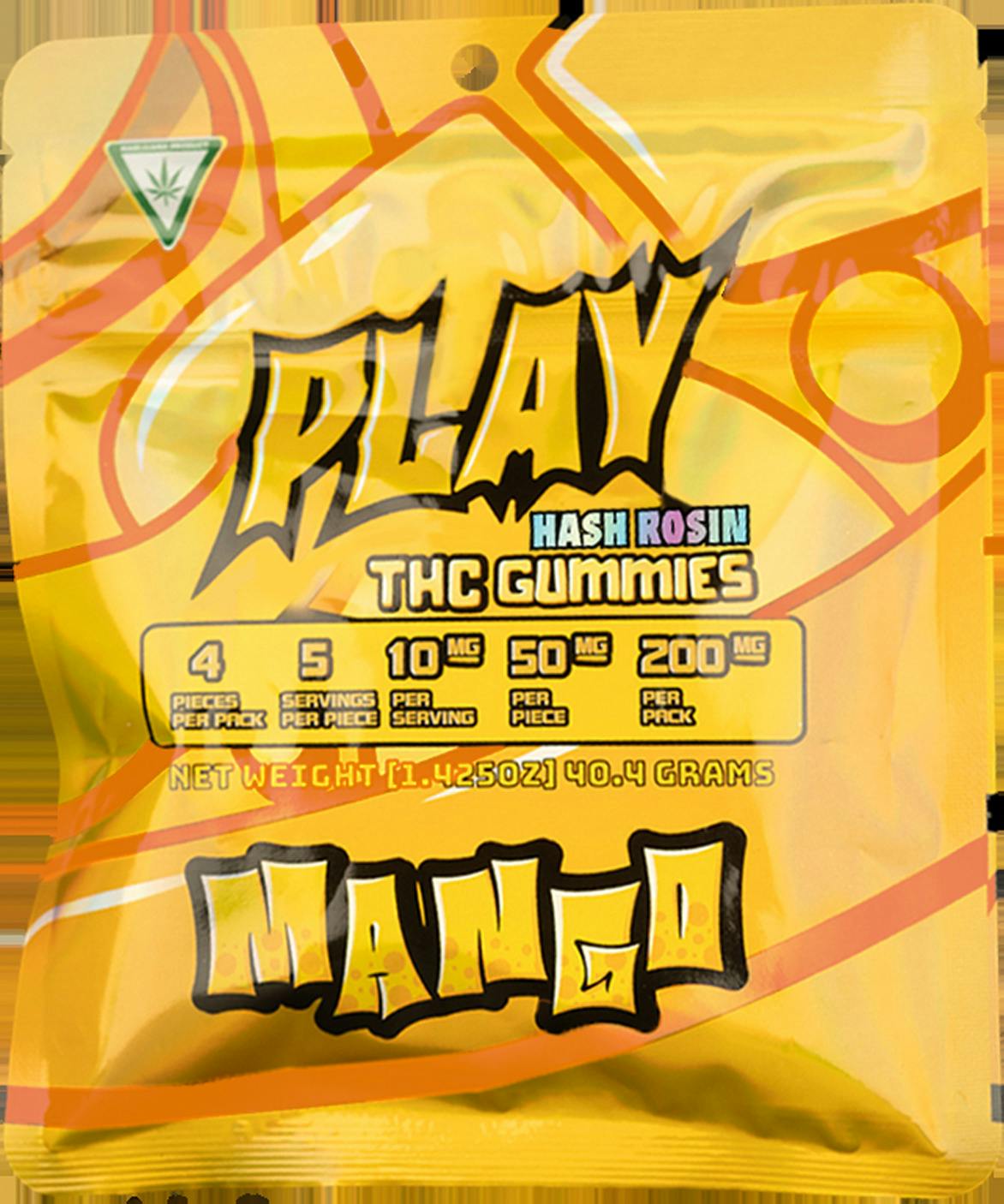 Play | Mango | 200mg | Hash Rosin Gummies