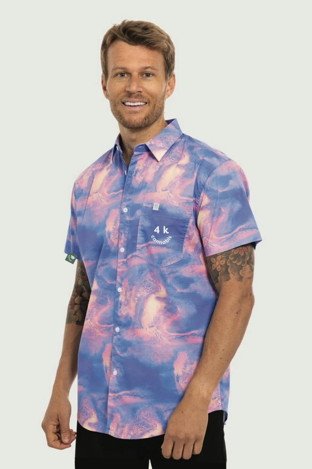 4k Cannabis | Button Up Shirt | Infrared Purple |M