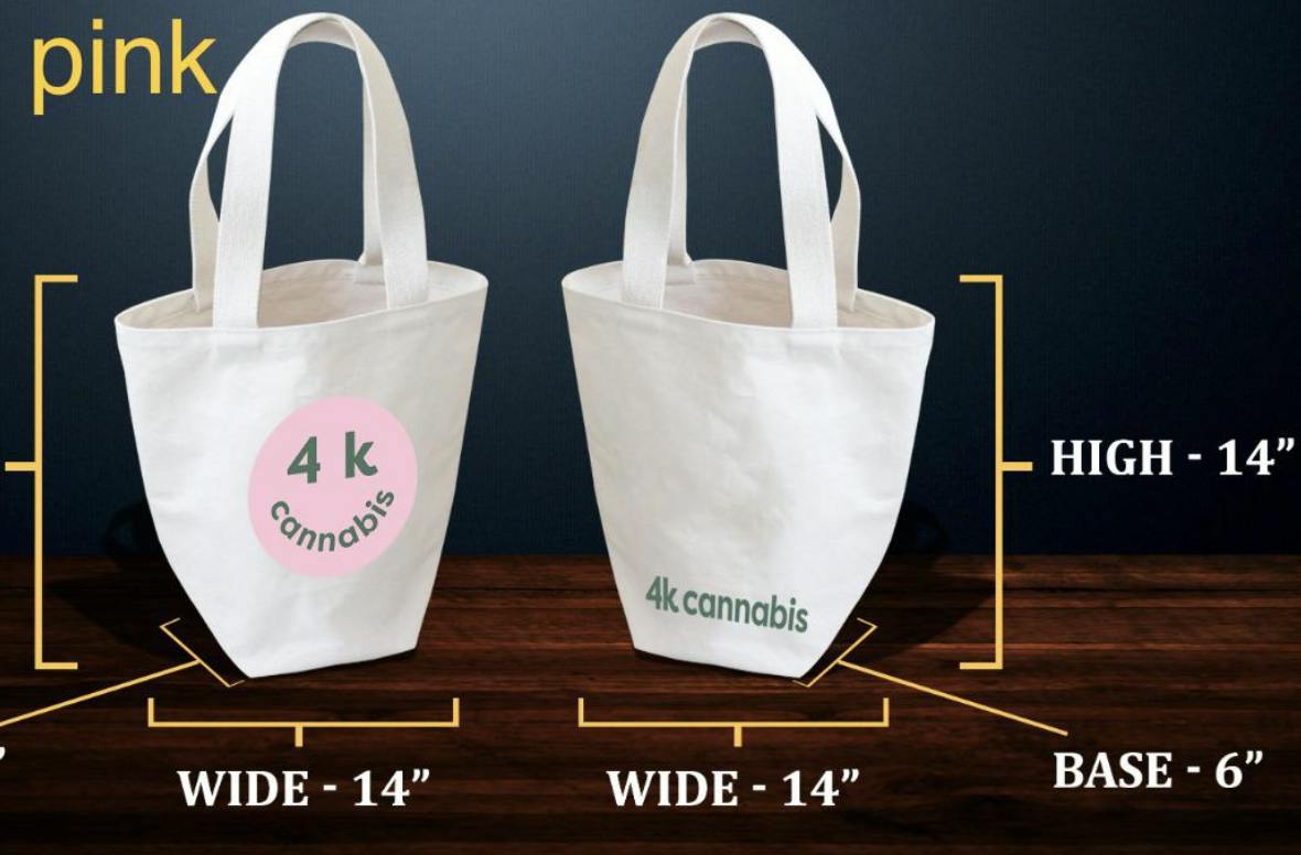 4K CANNABIS | Limited Edition | SMALL Tote Bag w/ Pink Badge