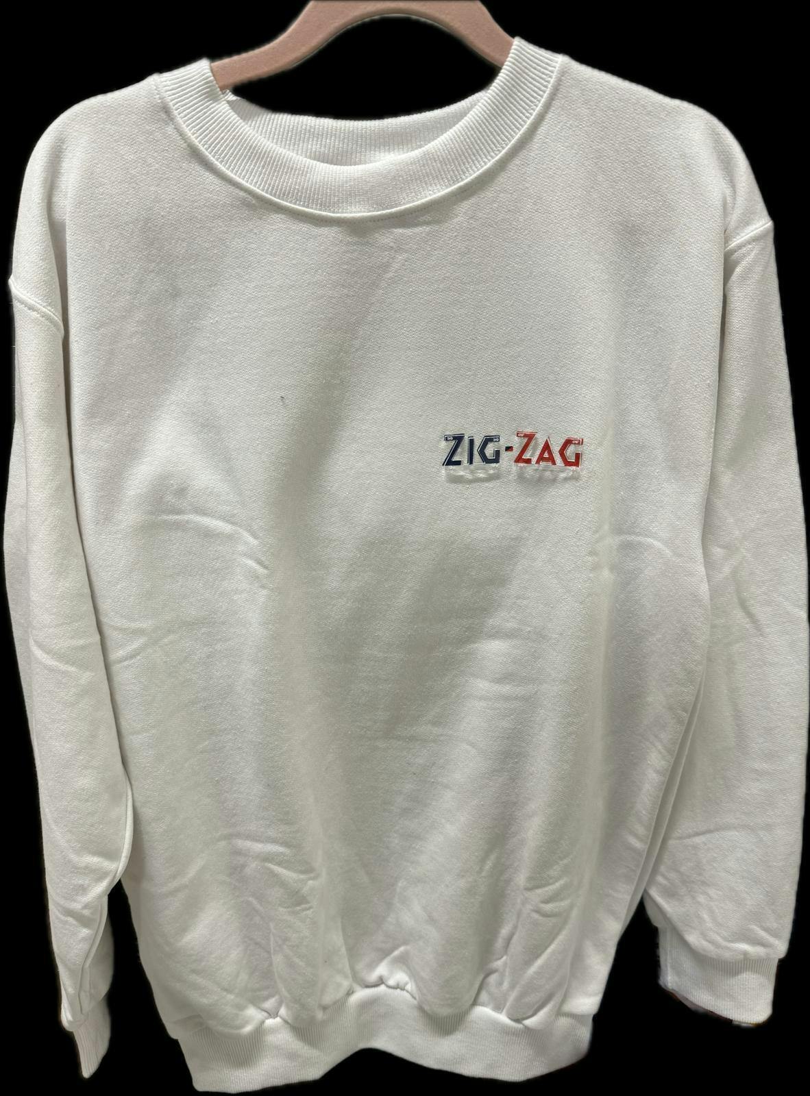 Zig-Zag | 3-D Crew Sweater - White | Medium