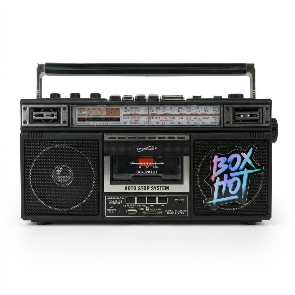 BOXHOT | Retro Boombox Radio | AM/FM - Cassete - Aux- Bluetooth | Battery or Outlet Power