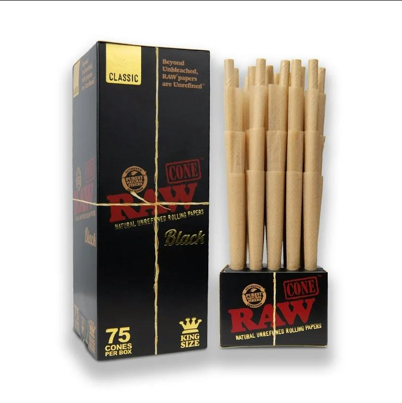 RAW Black Hemp King Size Pre-Rolled Cones 75 Pack