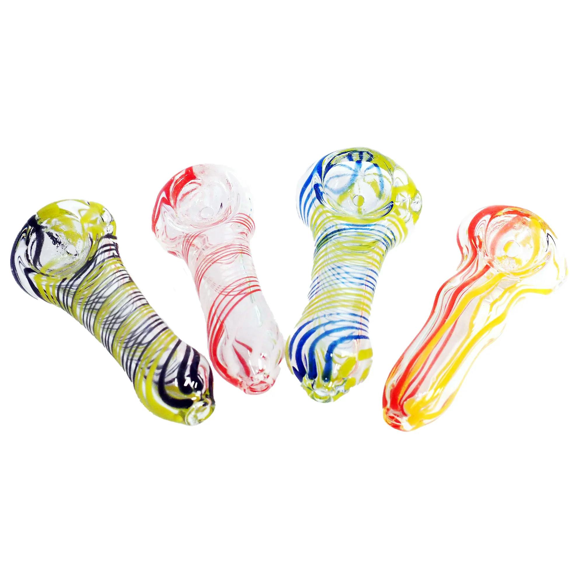 2.5" Clear Glass with Swirls Spoon Pipes