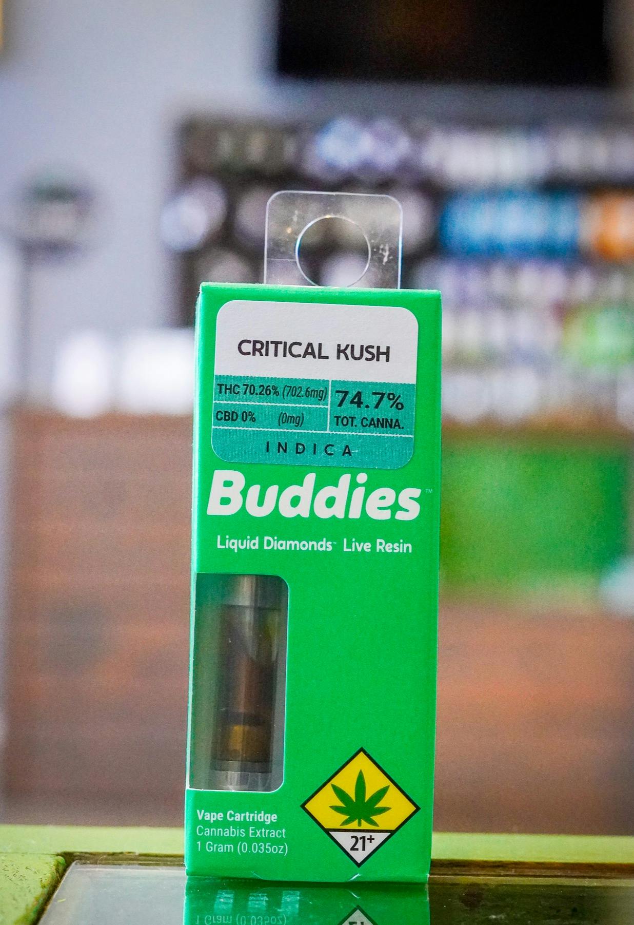 Buddies - Critical Kush 1g Live Resin Cartridge