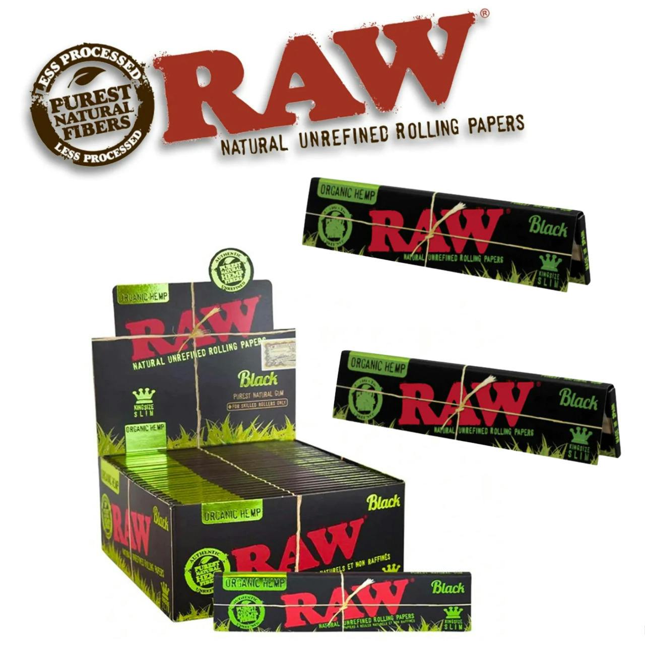 Raw - Black King Size Organic Hemp Rolling Papers
