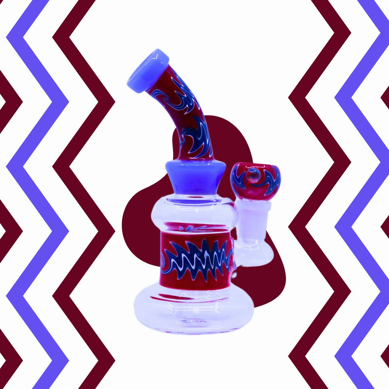 REVERSIBLE WIGWAG DESIGN 6" WATERPIPE ASSORTED COLORS (WP-531)