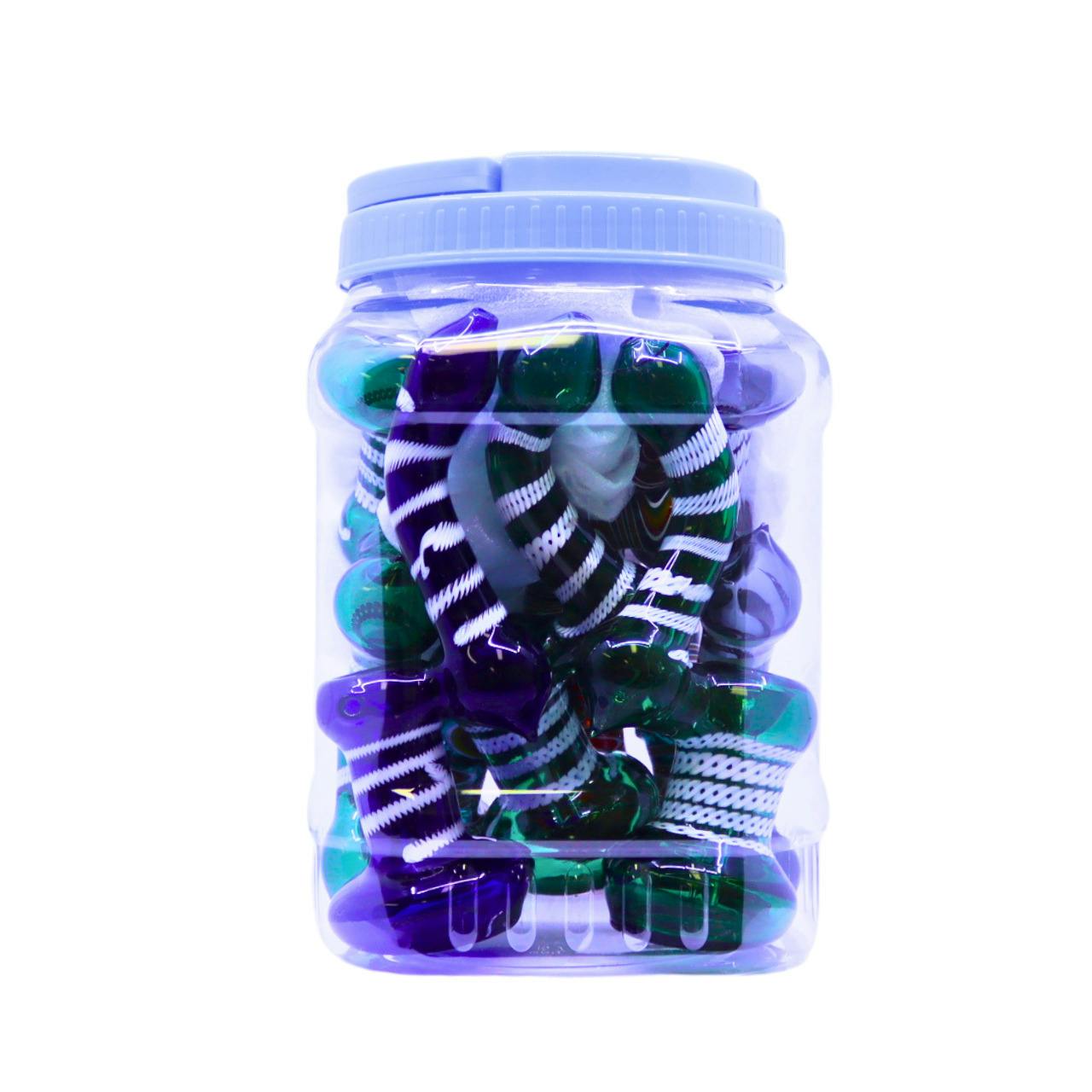 PREMIUM TUBE BUBBLER ASSORTED COLORS 7" HANDPIPE JAR OF 8 (JAR-131)