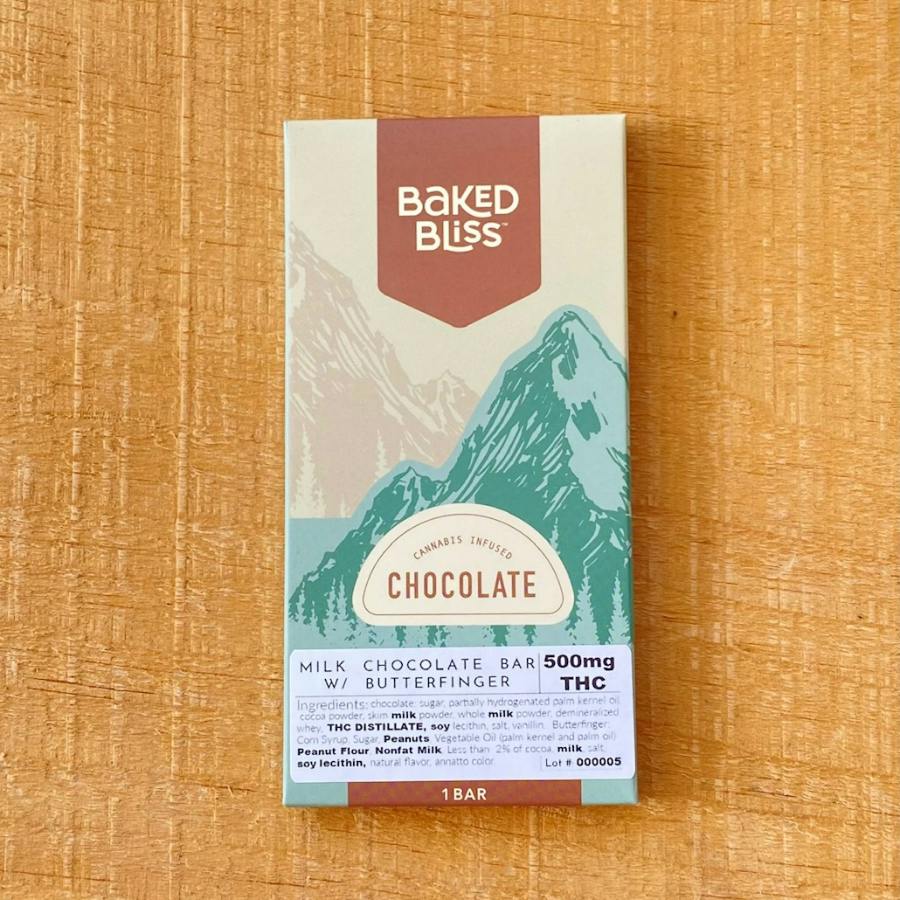 Baked Bliss 500mg Crispy Peanut Butter Pieces Chocolate Bars
