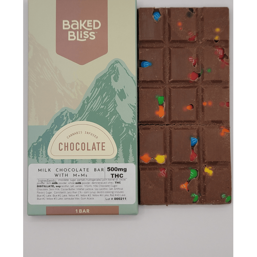 Baked Bliss 500mg Milk Chocolate Bar w/ Candy Coated Chocolate Pieces