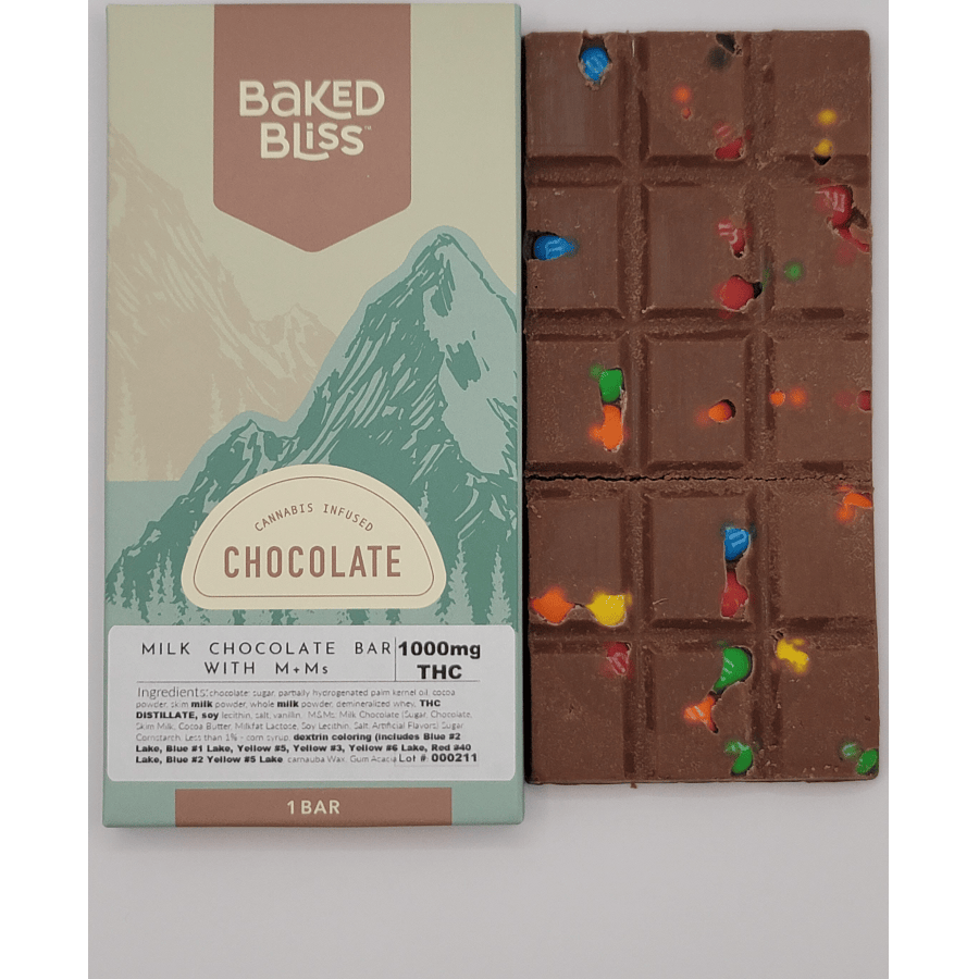 Baked Bliss 1000mg Milk Chocolate Bar w/ Candy Coated Chocolate Pieces