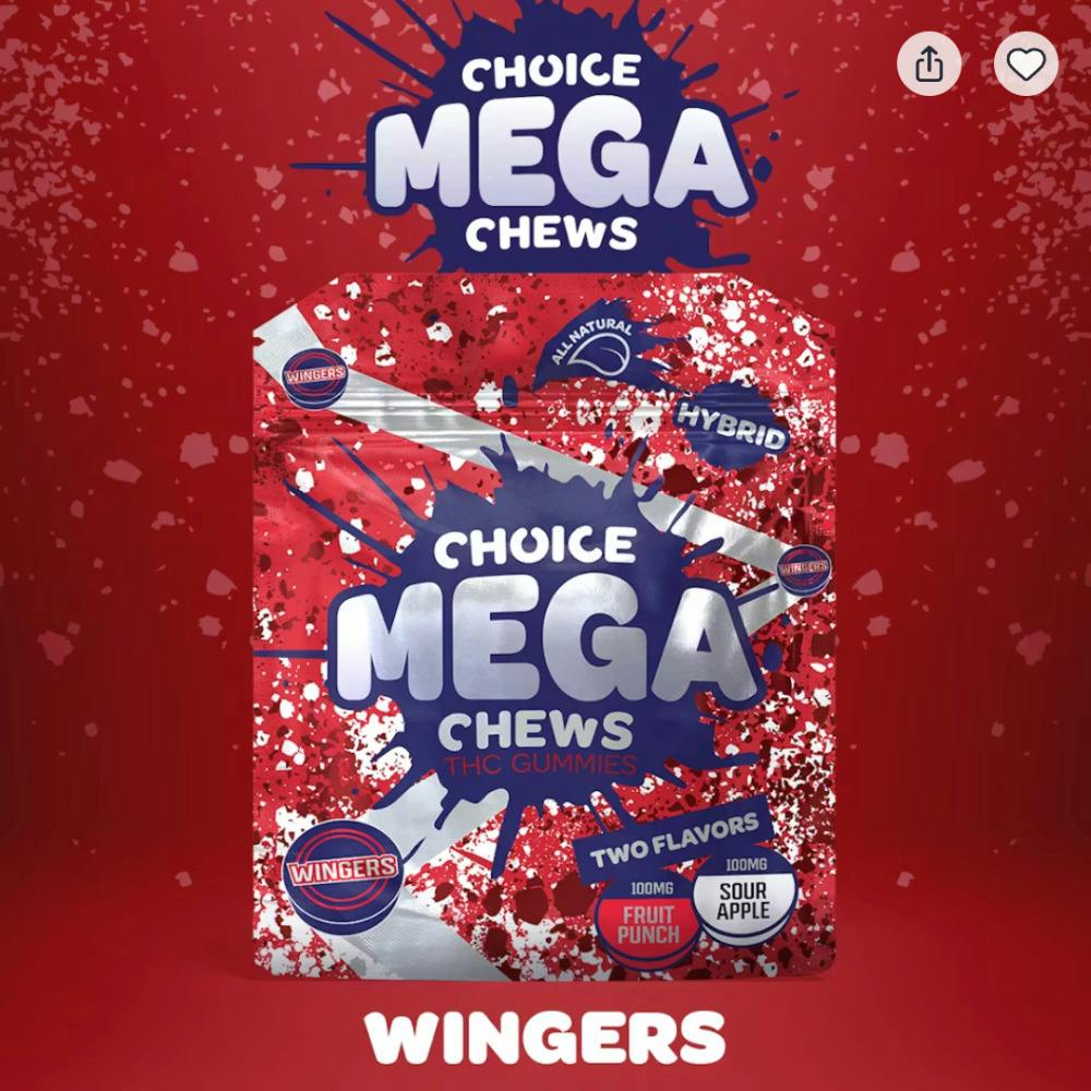 CHOICE | 200MG MEGA CHEW 2PK | PUCKER PUNCH (HYBRID)