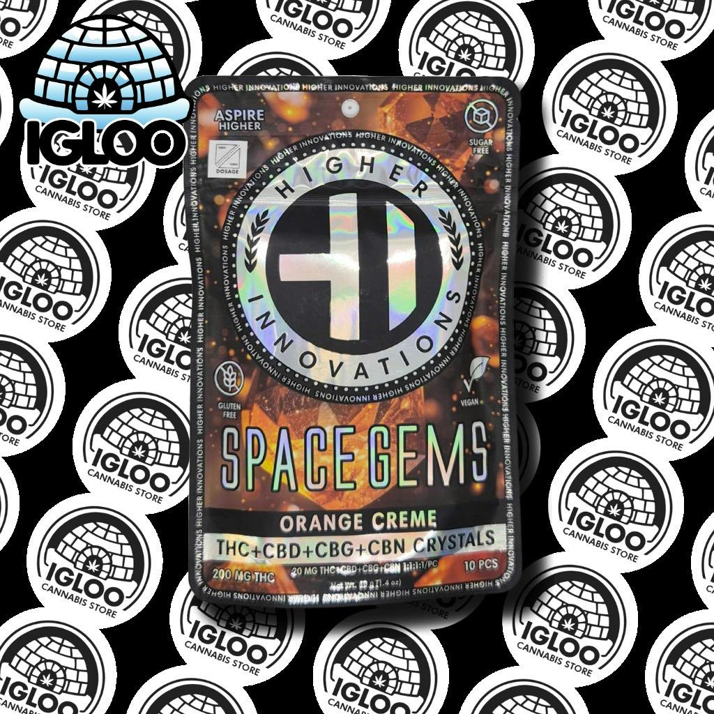 HI | Sugar-Free Space Gems | Orange Cream | 1:1:1:1 THC:CBD:CBG:CBN (200mg)