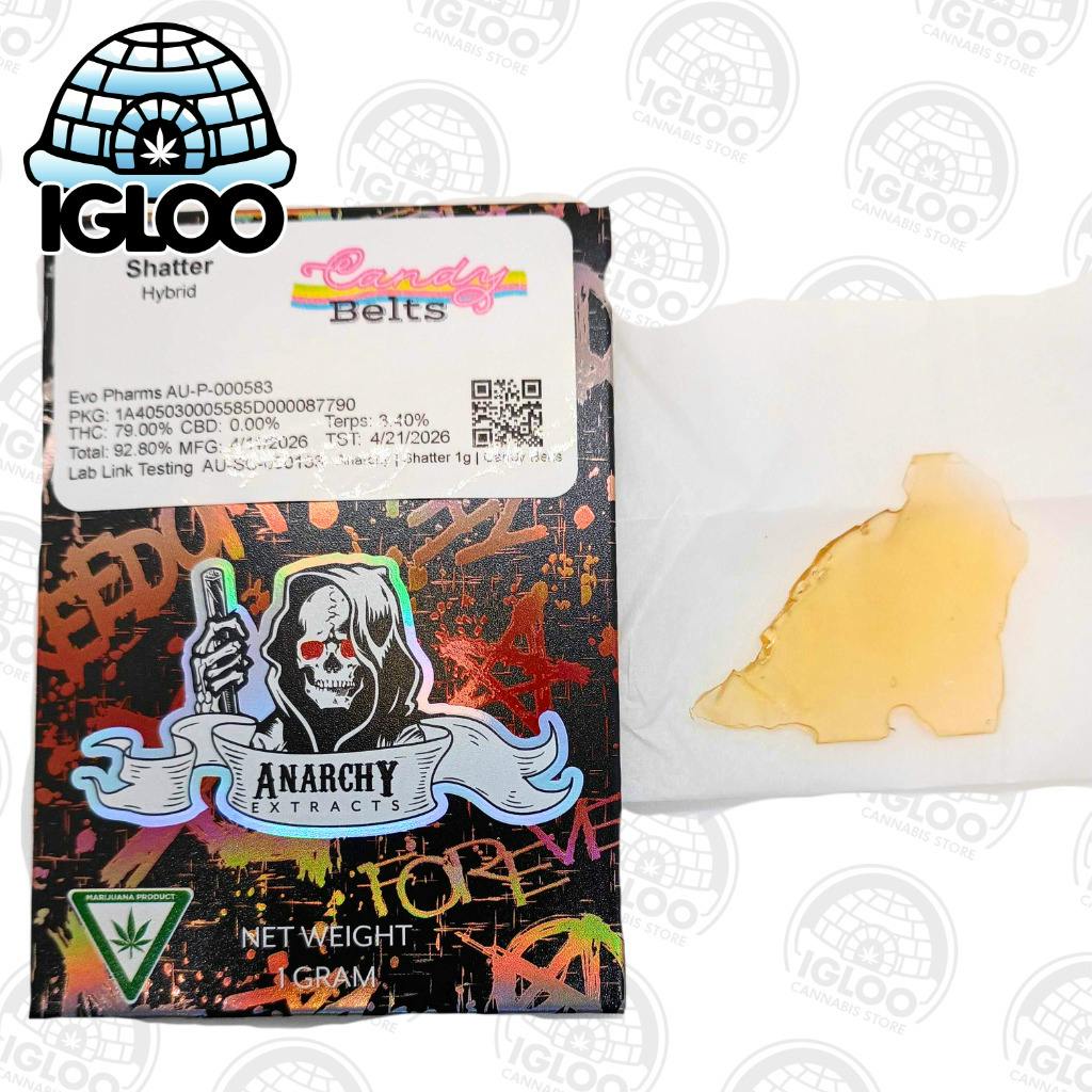 Anarchy | Pre-Packed Shatter | Candy Belts 1 gram at Igloo Cannabis Store