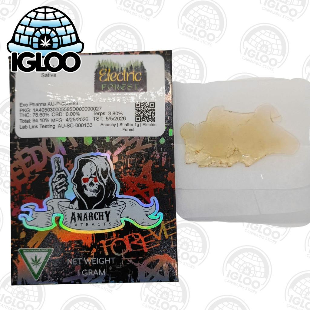 Anarchy | Pre-Packed Shatter | Electric Forest | 1 gram at Igloo Cannabis Store