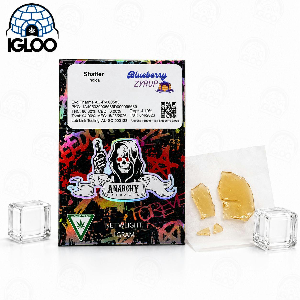 Anarchy | Pre-Packed Shatter | Blueberry Zyrup | 1 gram