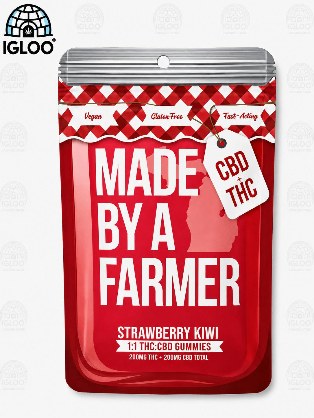 Made by a Farmer | Full Spec (1:1) THC:CBD Nano Gummies | Strawberry Kiwi (200mg) 10x