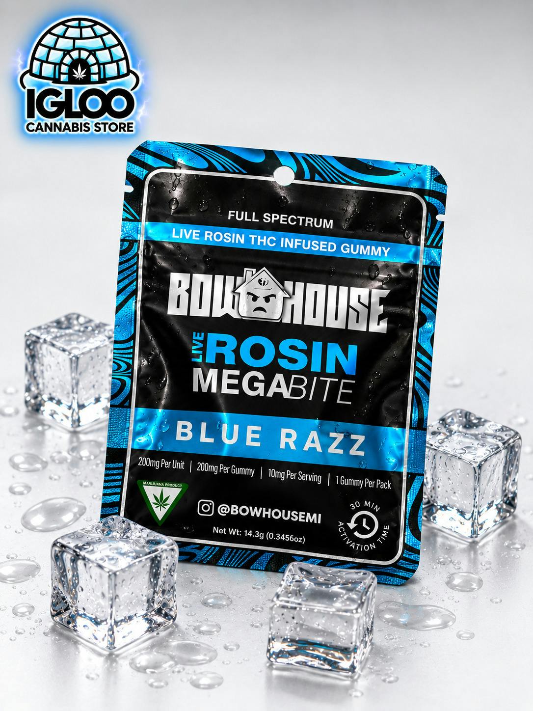 Bow House | Live Rosin | MEGAbites | Blue Razz (200mg)