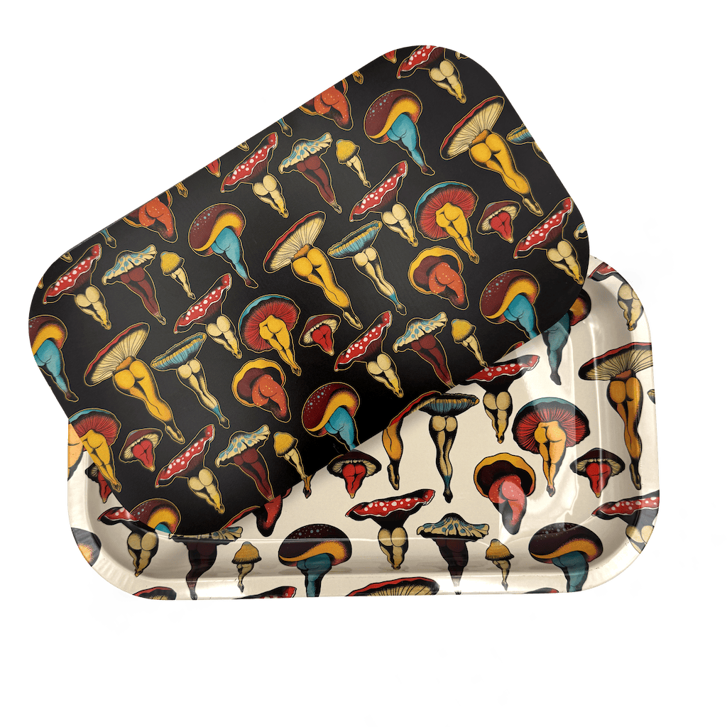 Rolling Tray with Magnetic Cover (7x11) - Shroom Booties by Cecilia Granata