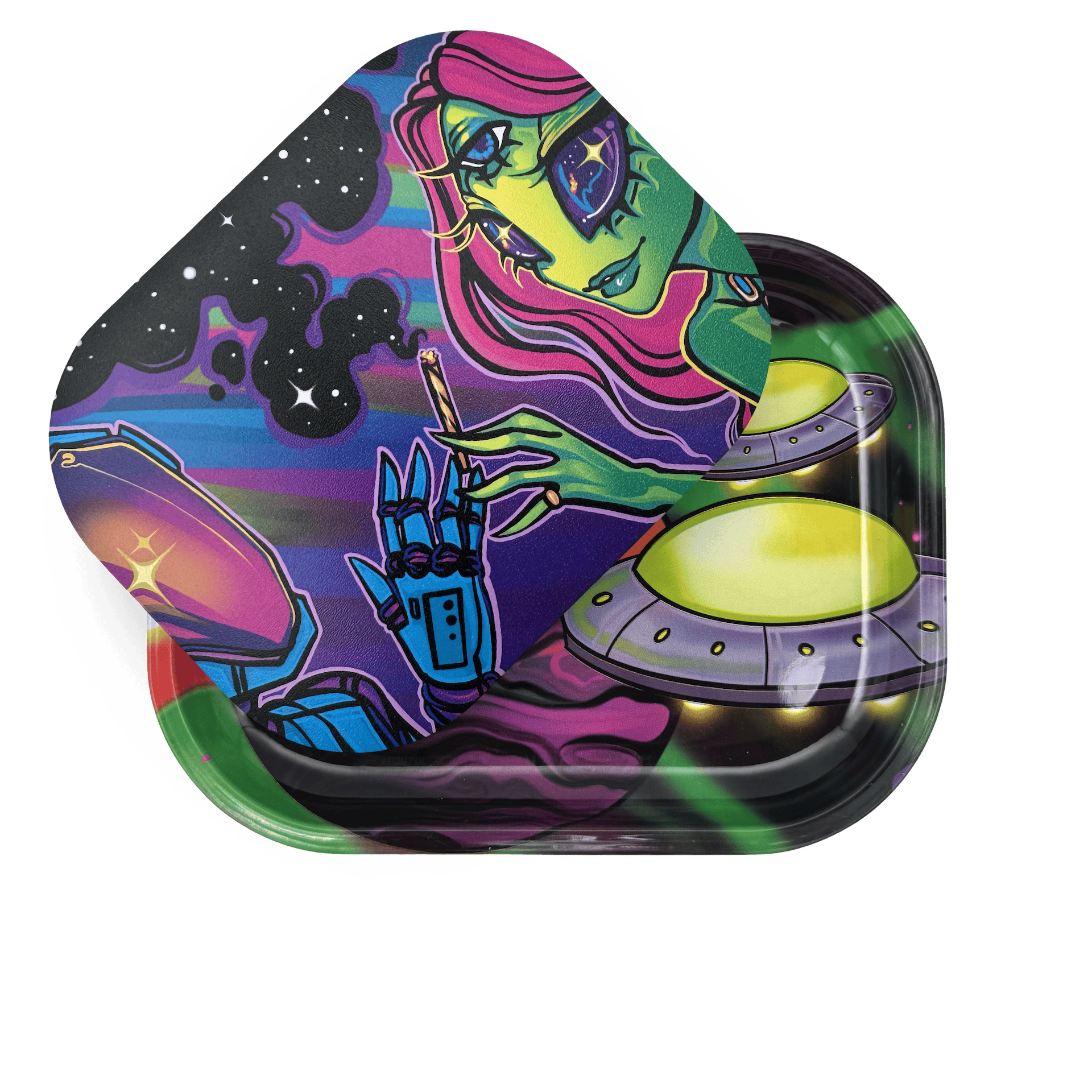 Rolling Tray with Magnetic Cover (5x7) - Space Lovers by Spooky Girl Art