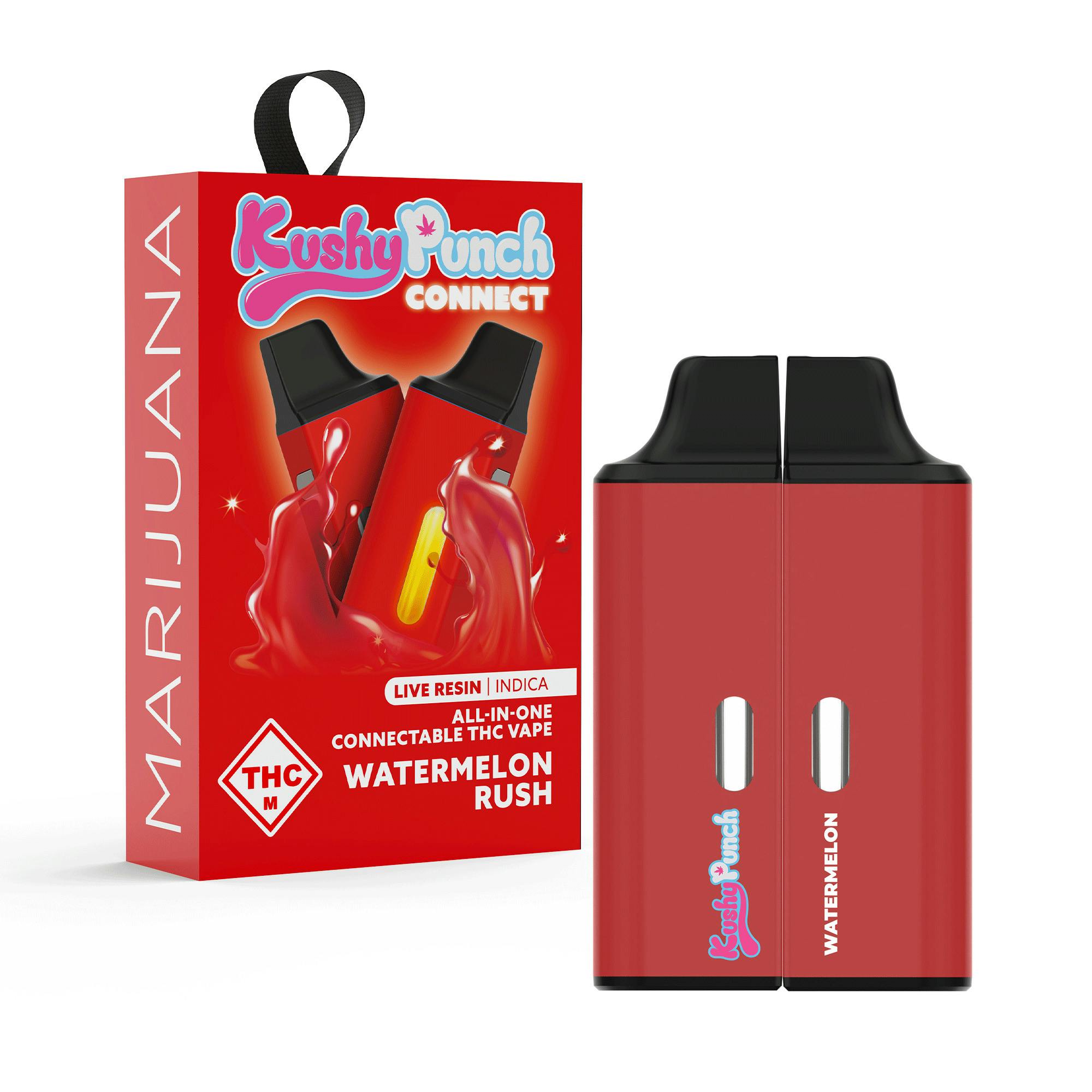 Kushy Punch: Live Resin Vape | Watermelon Rush | Connect | All-In-One | 0.5g ea | 2pk cannabis product