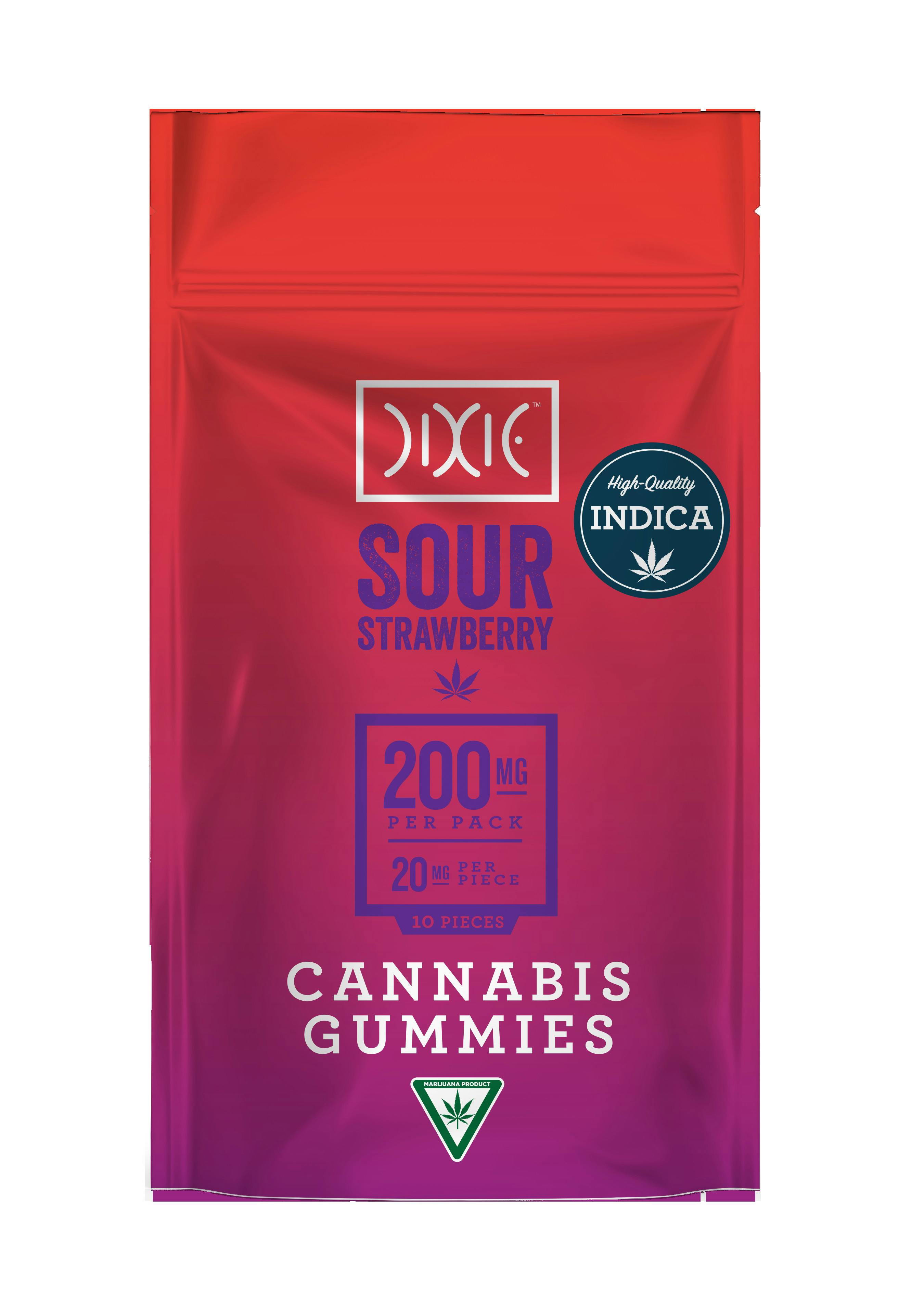 Dixie Sour Strawberry Indica Gummies 200mg THC
