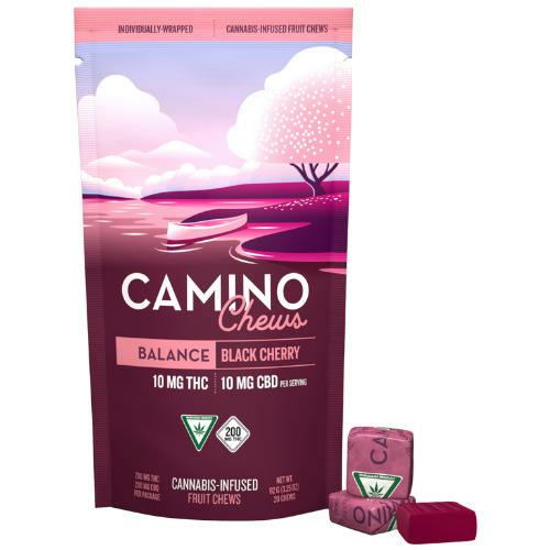 Kiva Confections Camino Black Cherry Balance Fruit Chews 200mg THC : 200mg CBD